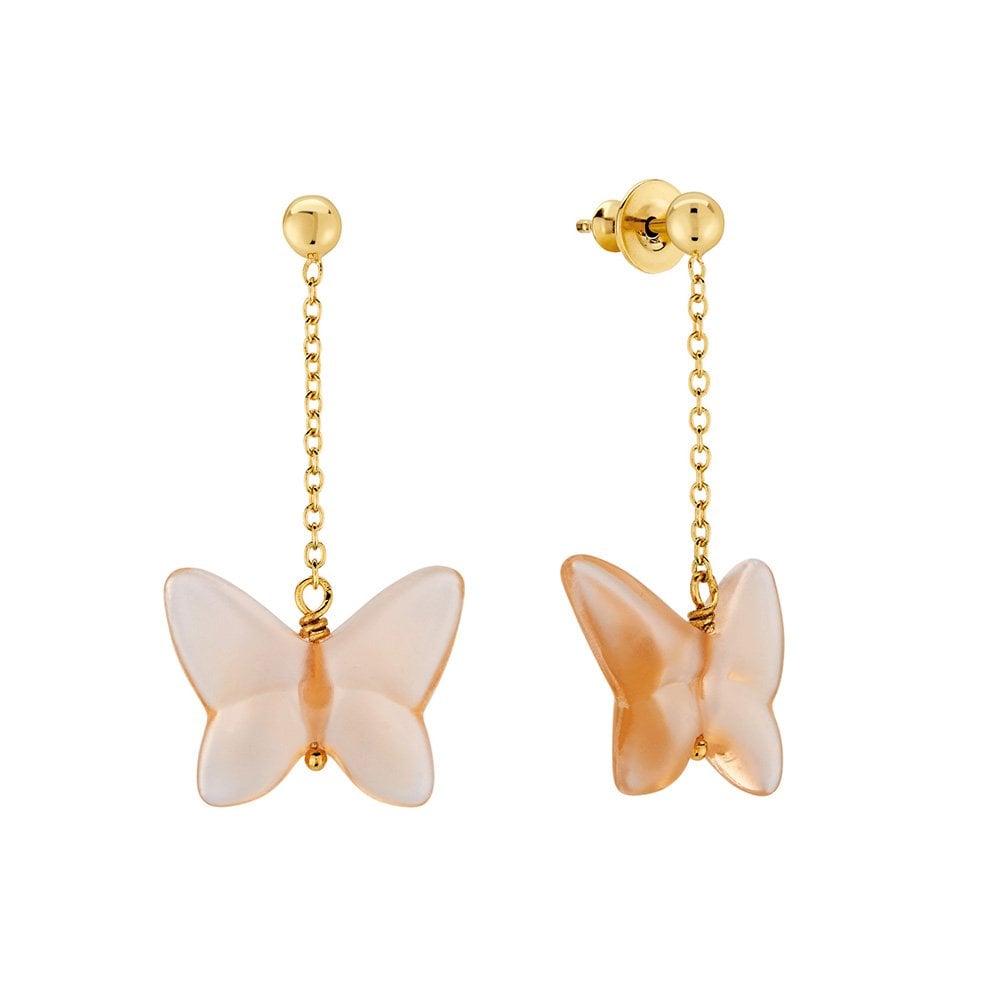 Papillon 18ct Yellow Gold-Plated & Peach Crystal Drop Earrings