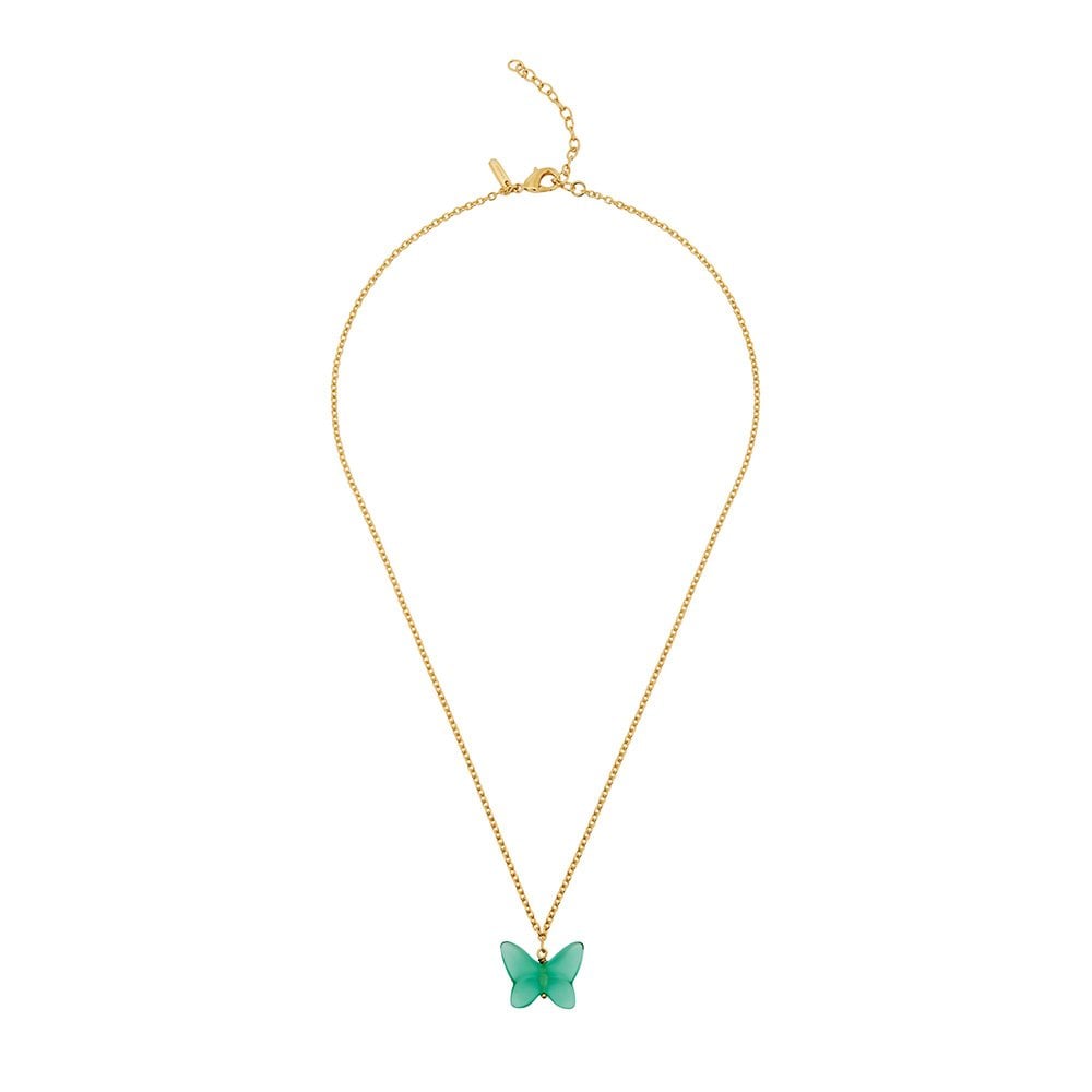 Papillon 18ct Yellow Gold-Plated & Green Crystal Necklace