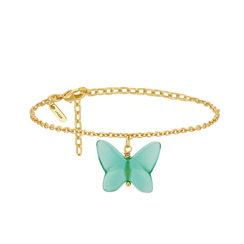 Papillon Yellow Gold-Plated & Green Crystal Bracelet
