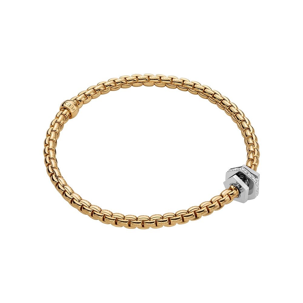 Eka 18ct Yellow Gold Bracelet With Geometric Diamond Set Rondels