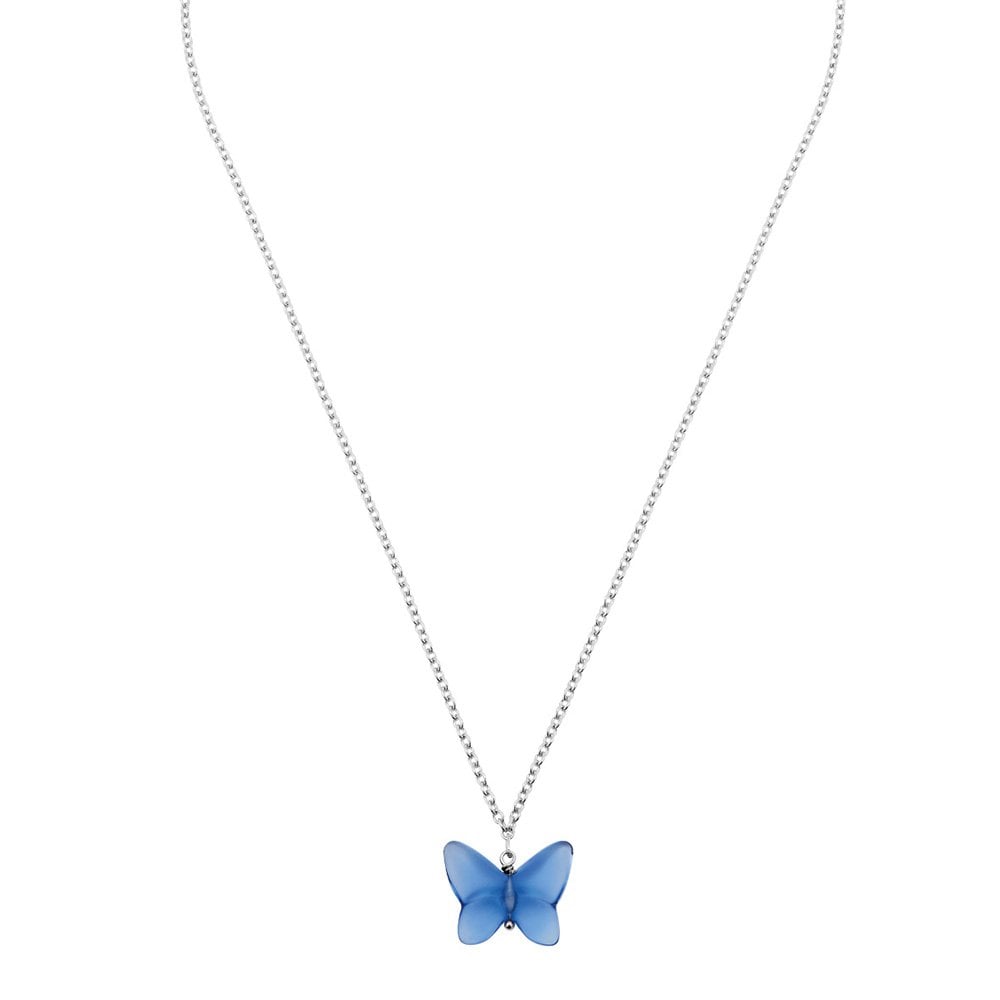 Papillon Silver & Blue Crystal Necklace