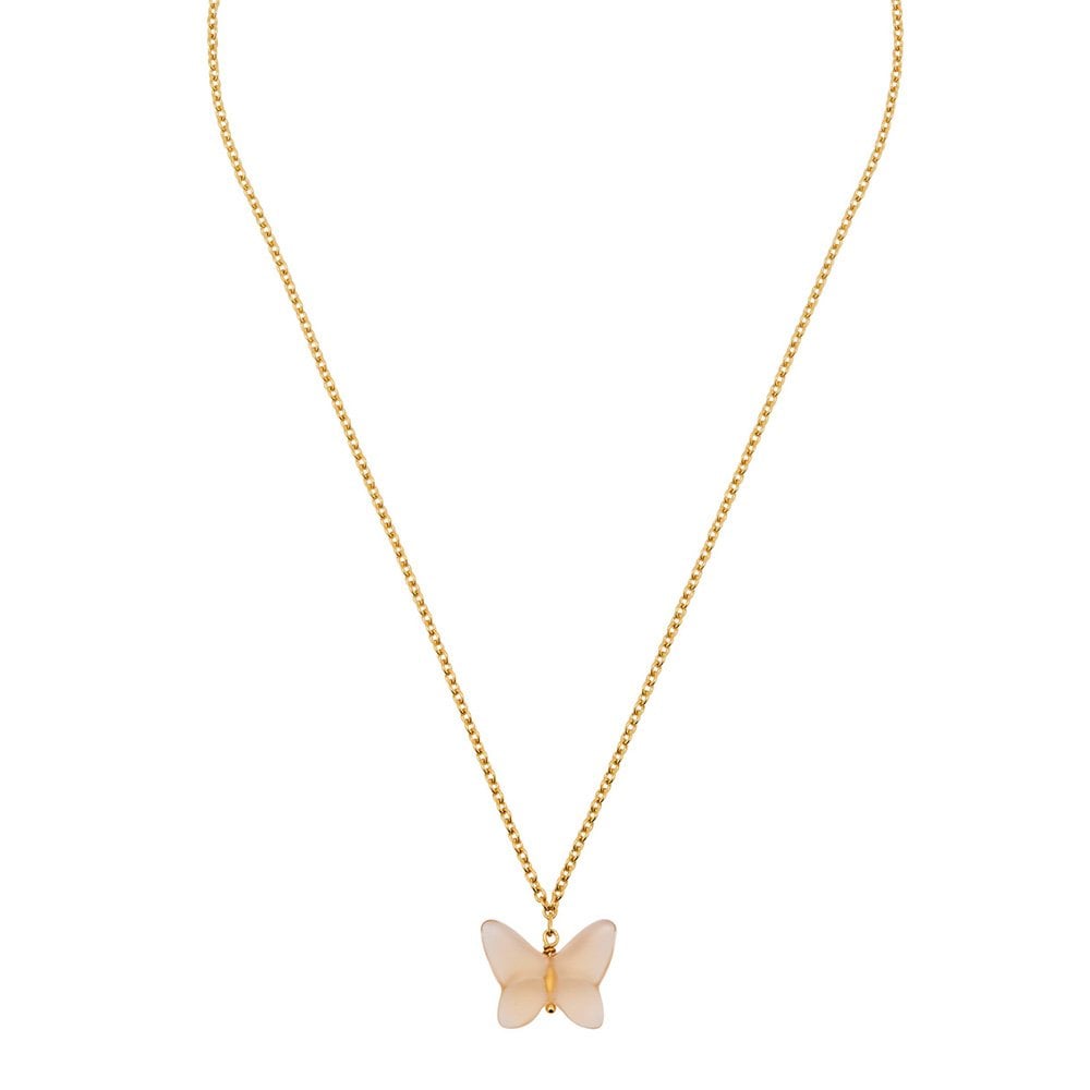 Papillon 18ct Yellow Gold-Plated & Peach Crystal Necklace