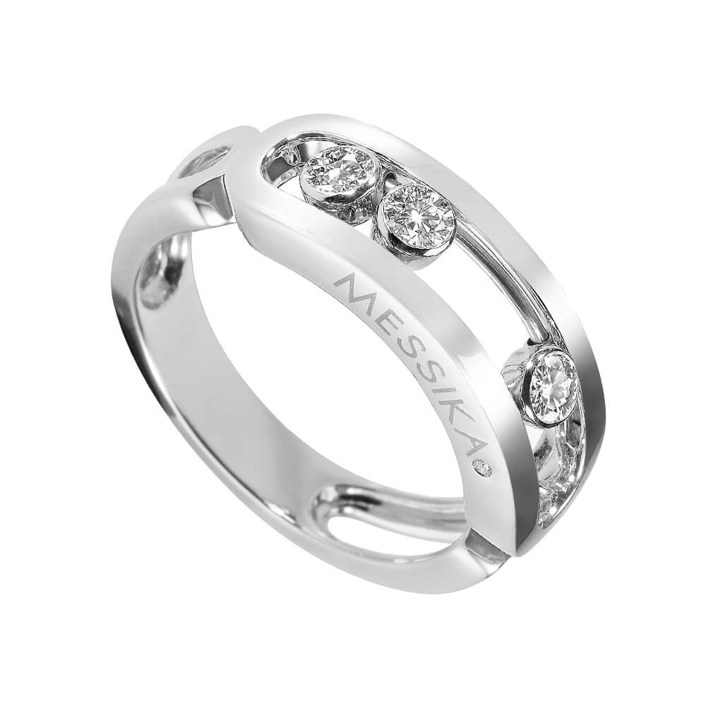 Move Classic 18ct white gold ring with 3 moving diamonds