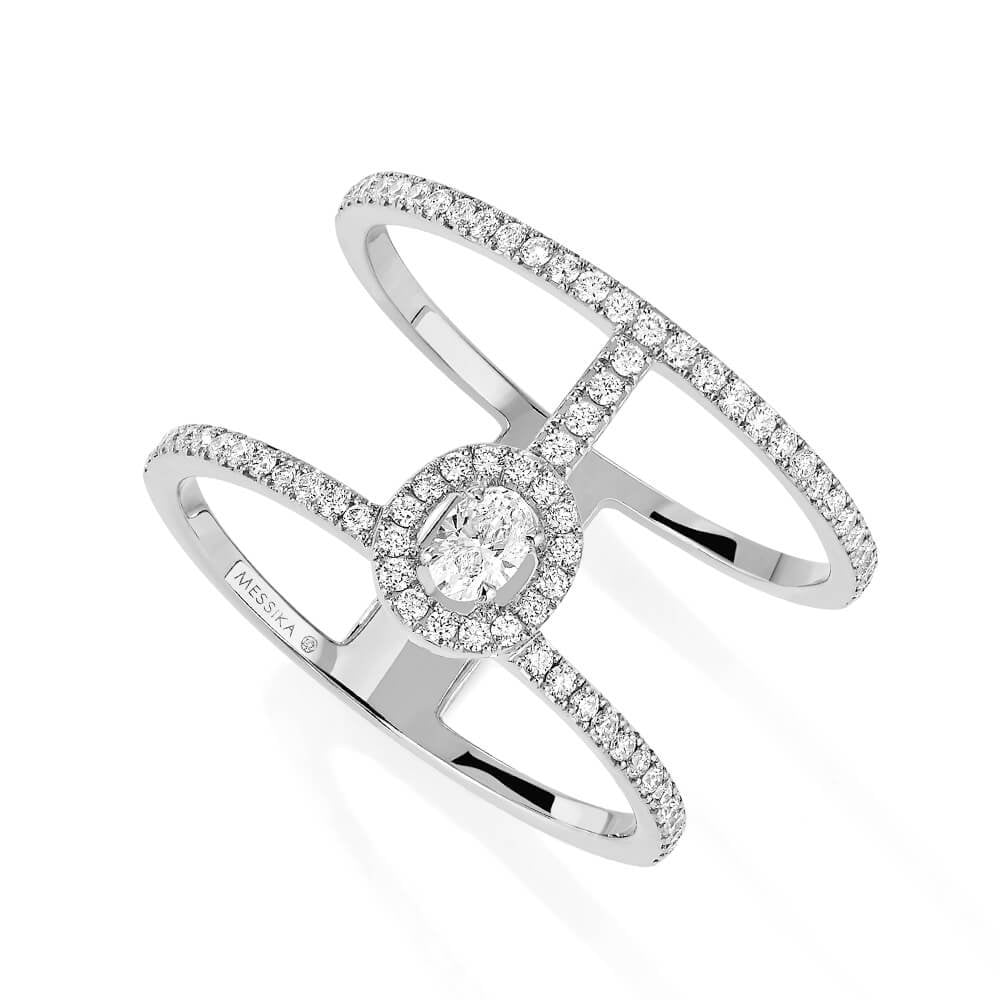 18ct White Gold Glam'Azone 2 Rows Pave Set Diamond Ring