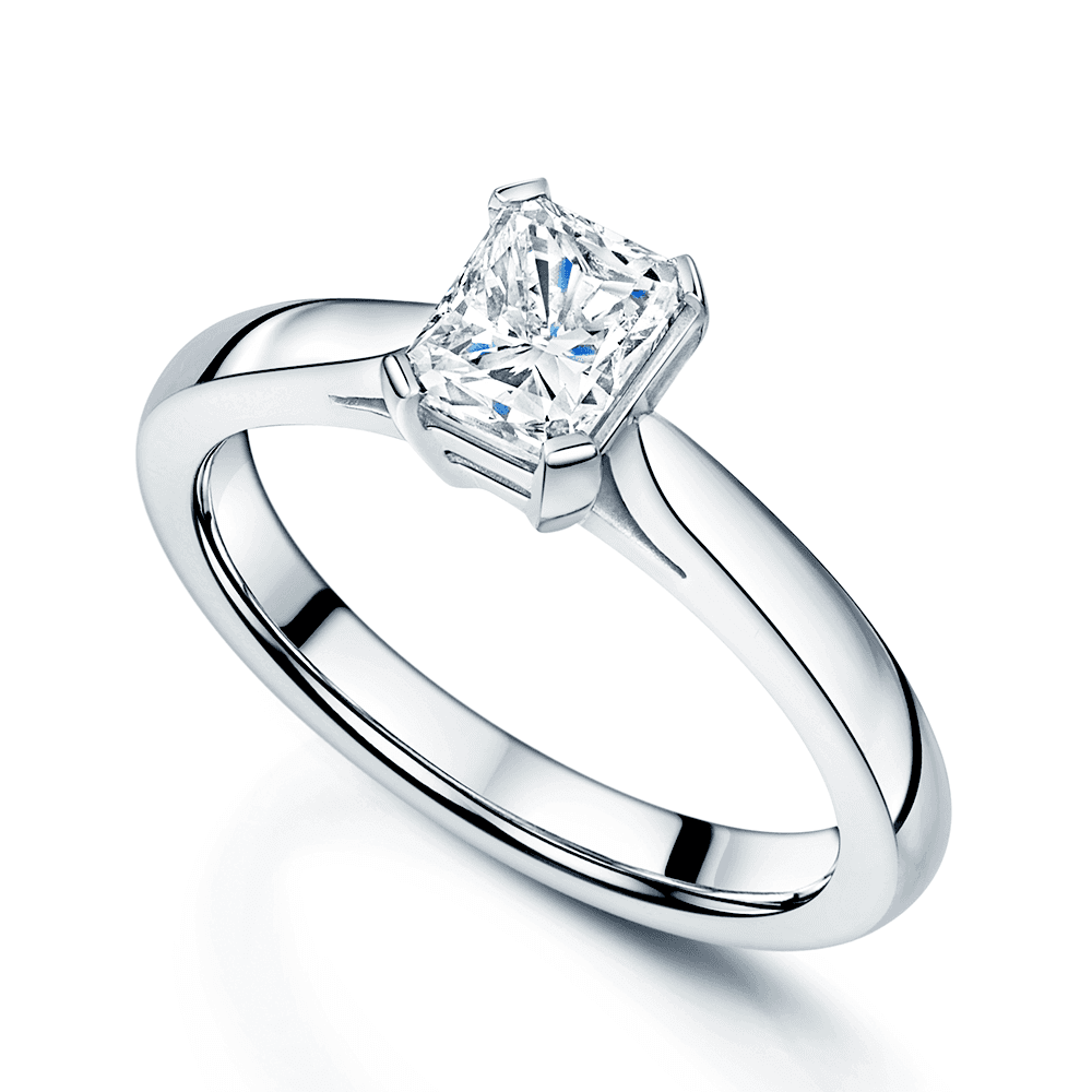 Platinum GIA Certificated 0.92 Carat Radiant Cut Solitaire Diamond Ring