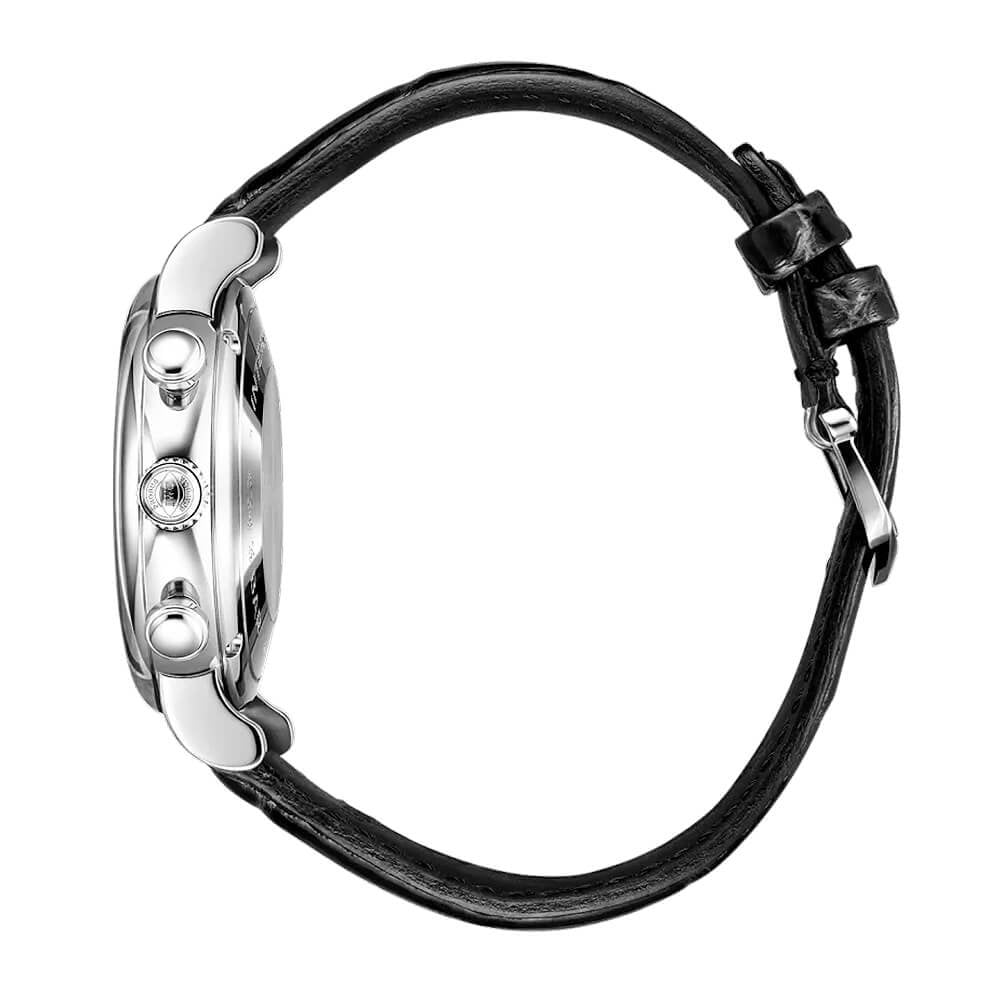 Portofino 39mm Silver/Rose Dial Chronograph Leather Strap Watch
