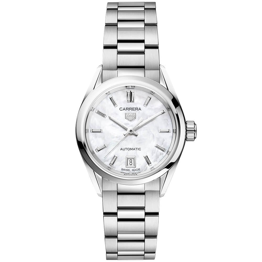 Carrera 29mm White Mother of Pearl Dial Ladies Automatic Bracelet Watch