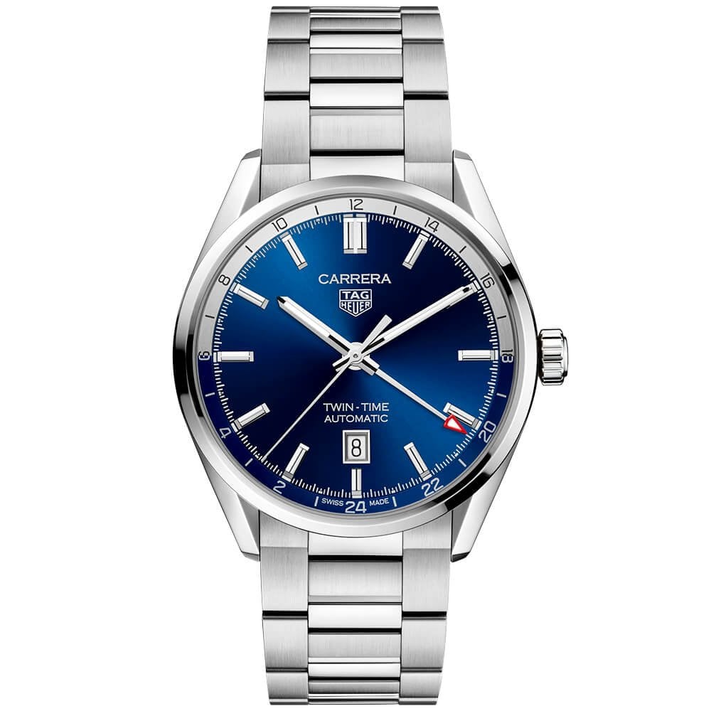Carrera Twin-Time 41mm Blue Dial Men's Automatic Bracelet Watch