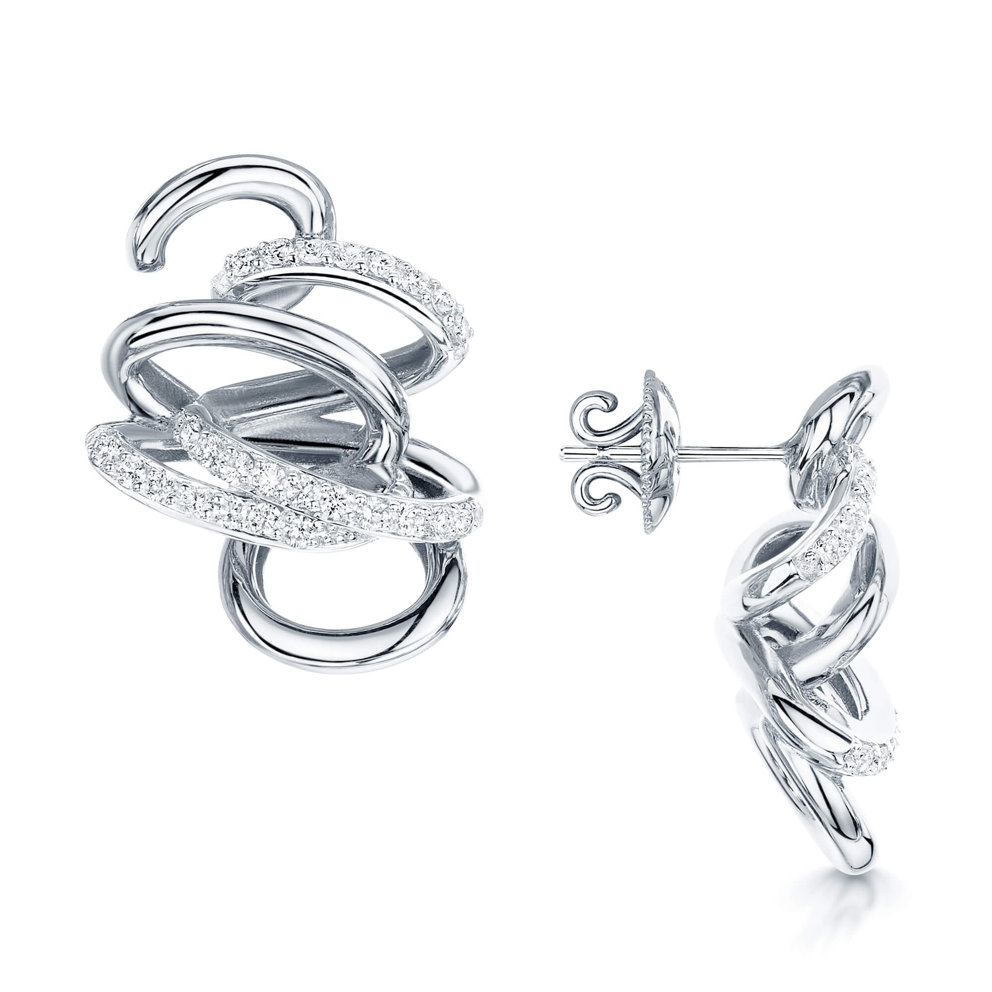 18ct White Gold Diamond Entwined Knot Earrings