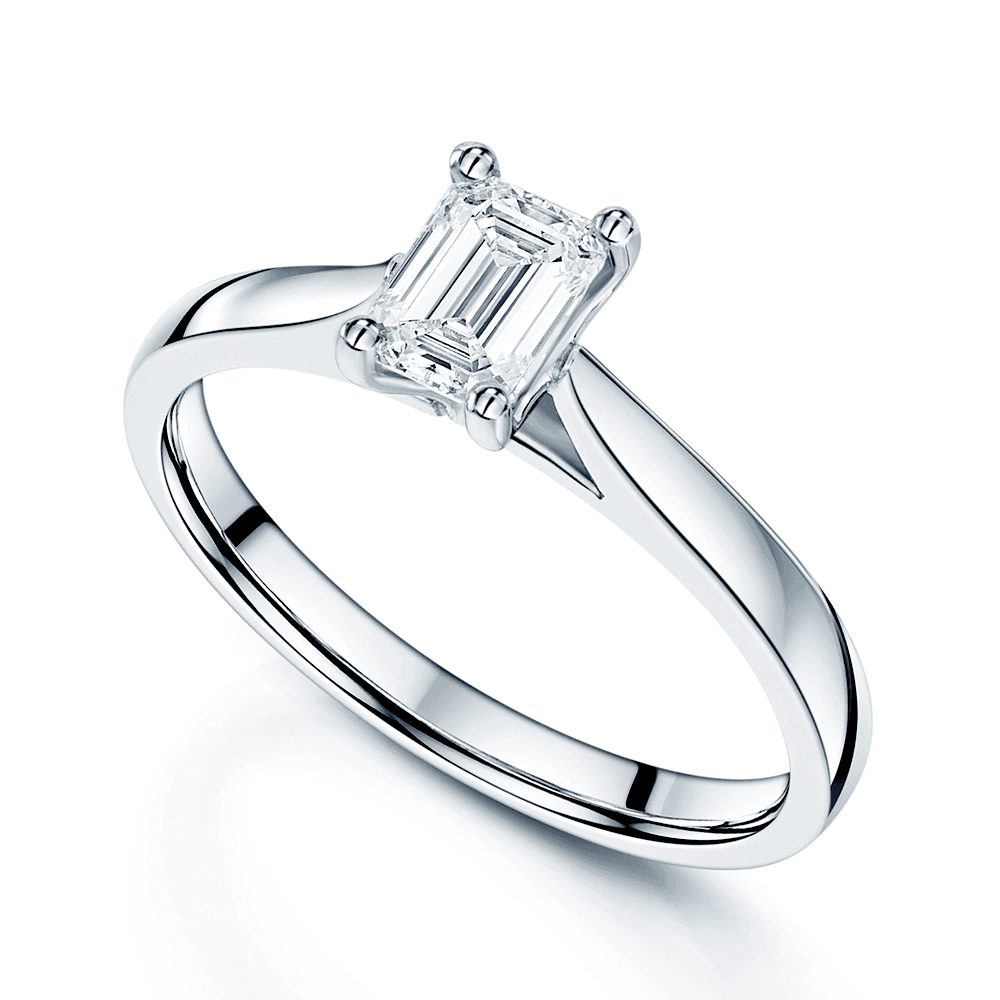 Platinum GIA Certificated Emerald Cut Single Stone Diamond Ring