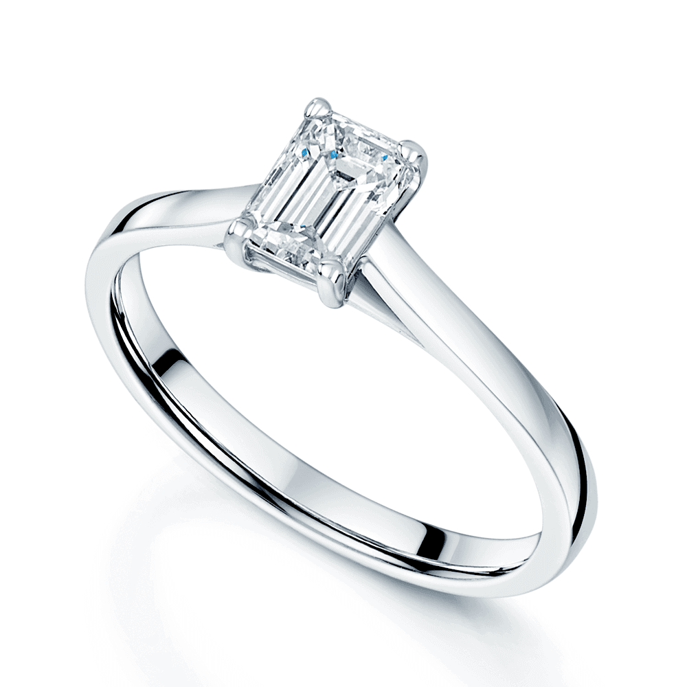 Platinum GIA Certificated Emerald Cut Solitaire Diamond Ring