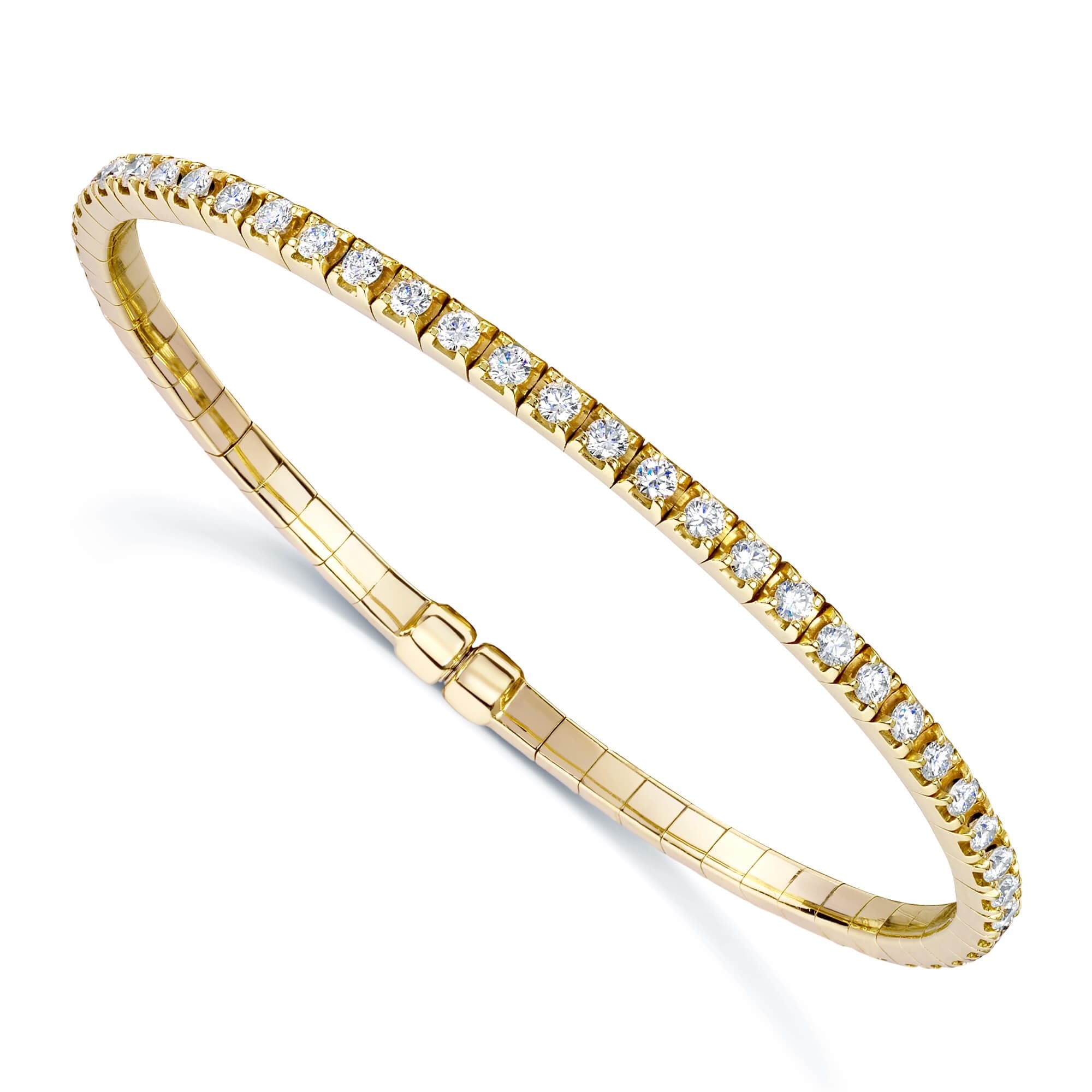 18ct Yellow Gold Diamond Set Sprung Bangle With Magnetic Clasp