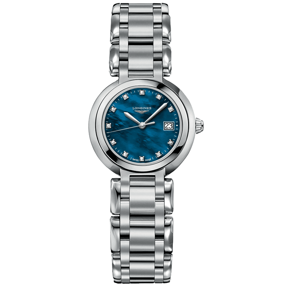 PrimaLuna Steel Ladies Blue Mother of Pearl Dial Quartz Watch