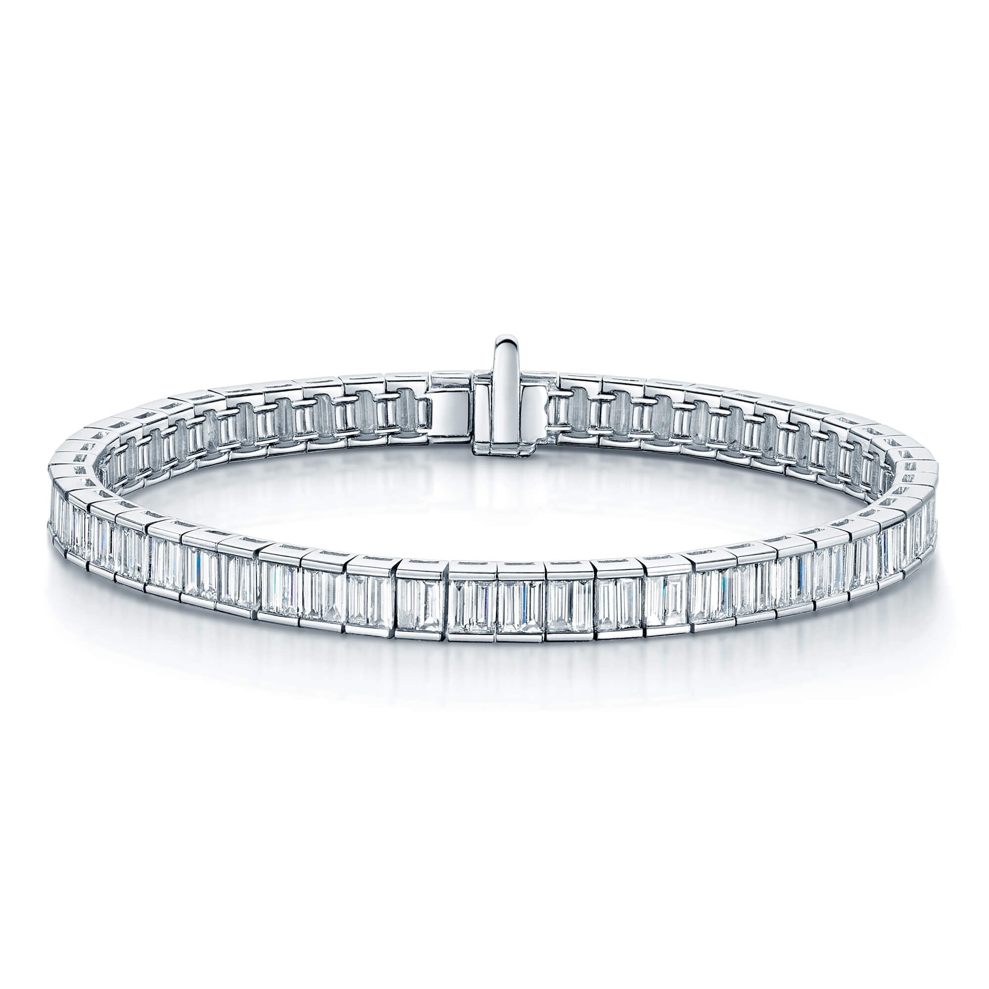 18ct White Gold Baguette Cut Diamond Channel Set Bracelet