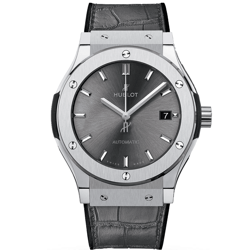 Hublot Classic Fusion 45mm Titanium Automatic Leather Strap Watch