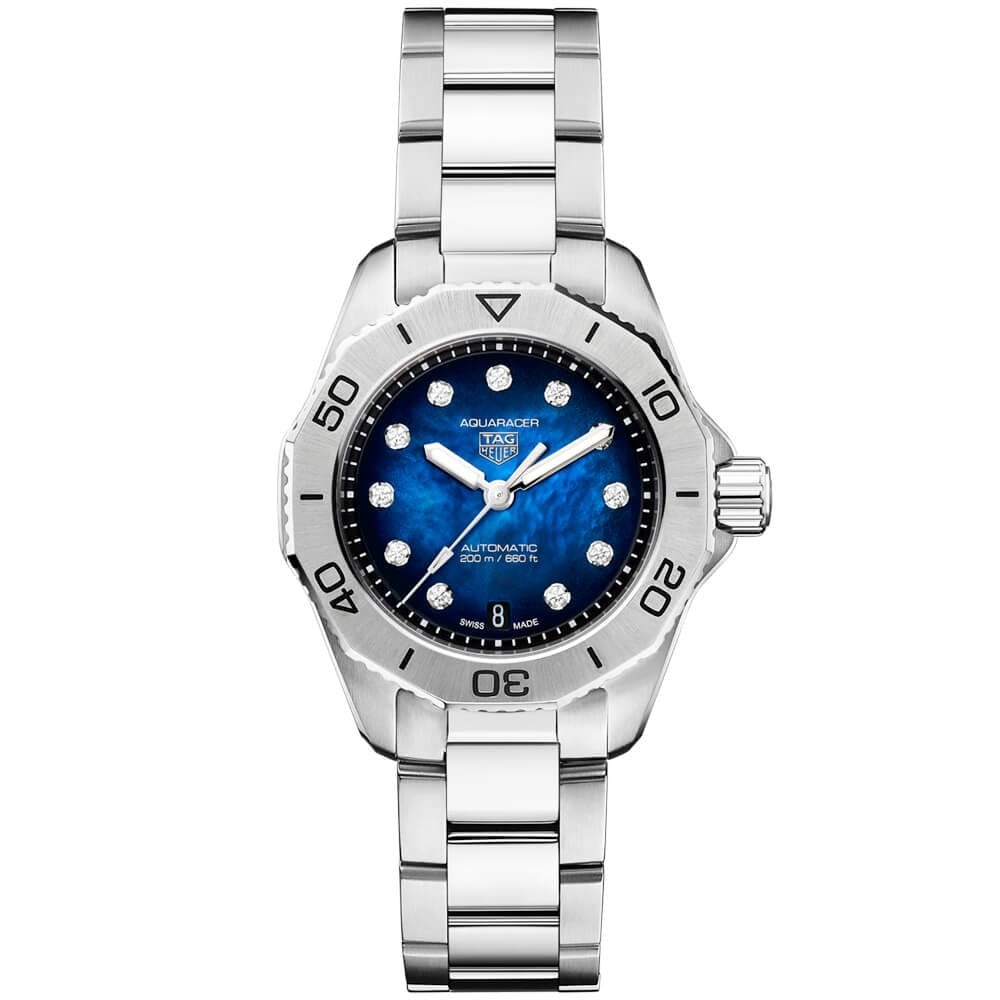 Aquaracer Professional 200 Date 30mm Blue Diamond Dial Automatic Watch