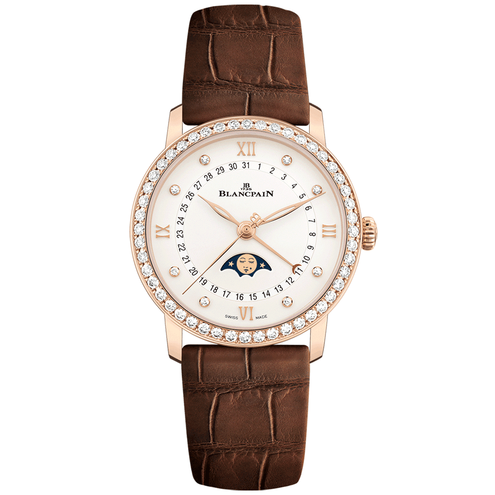 Villeret Quantieme Phases de Lune Ladies Diamond Bezel Watch