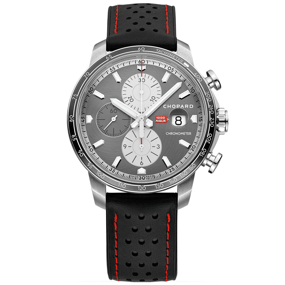 Mille Miglia Steel 44mm Automatic Chronograph Strap Watch