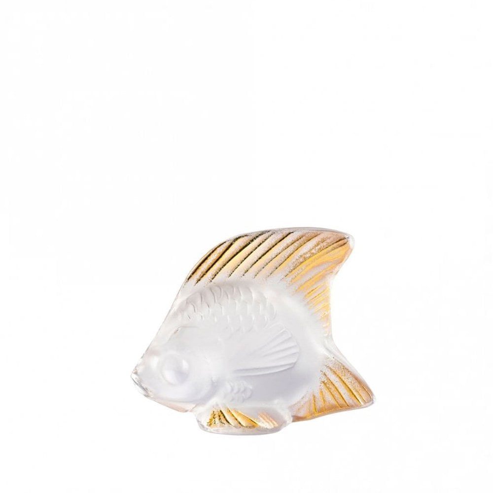 Clear & Gold Stamped Crystal Fish Sculpture