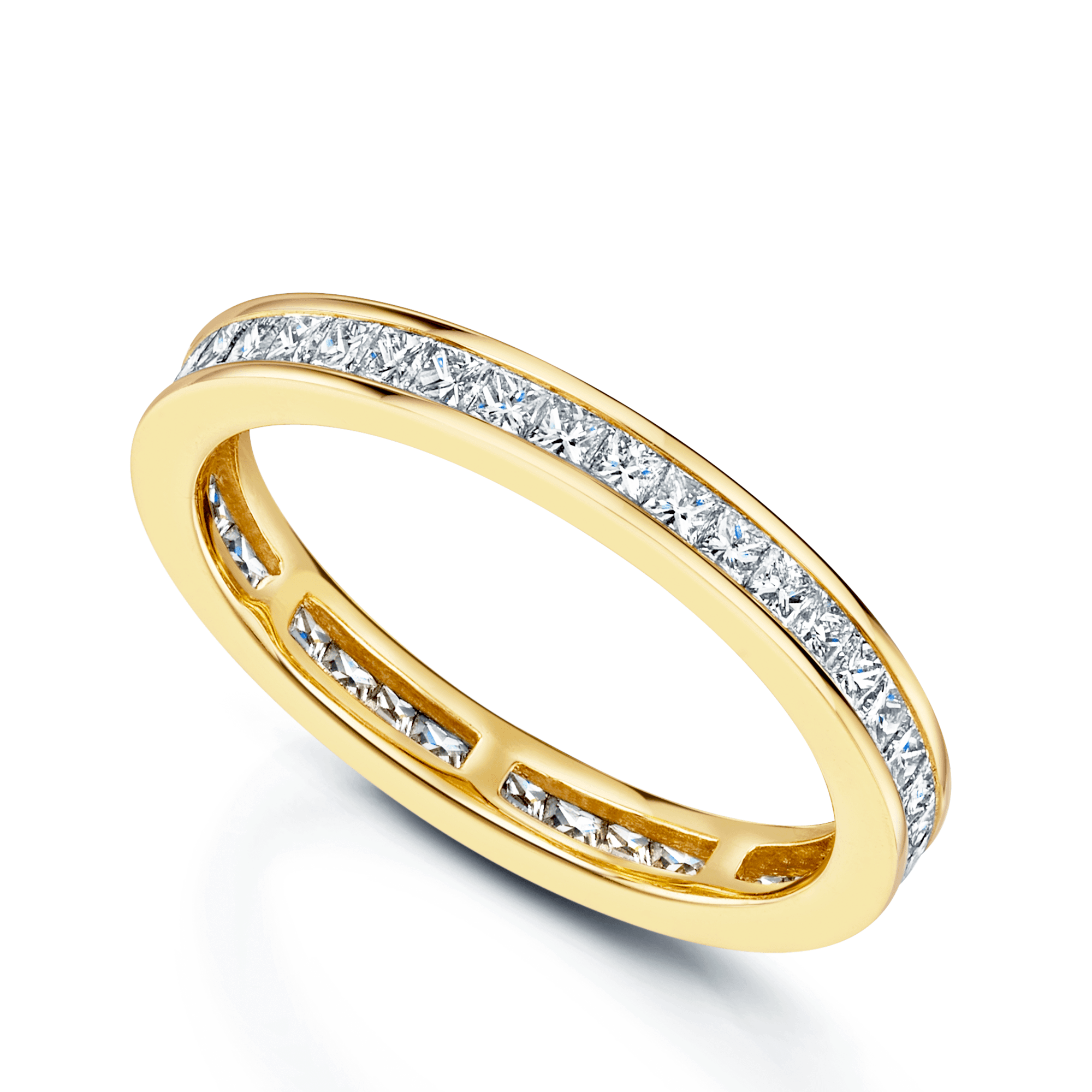 18ct Yellow Gold Channel Set Princess Cut Diamond Eternity Ring