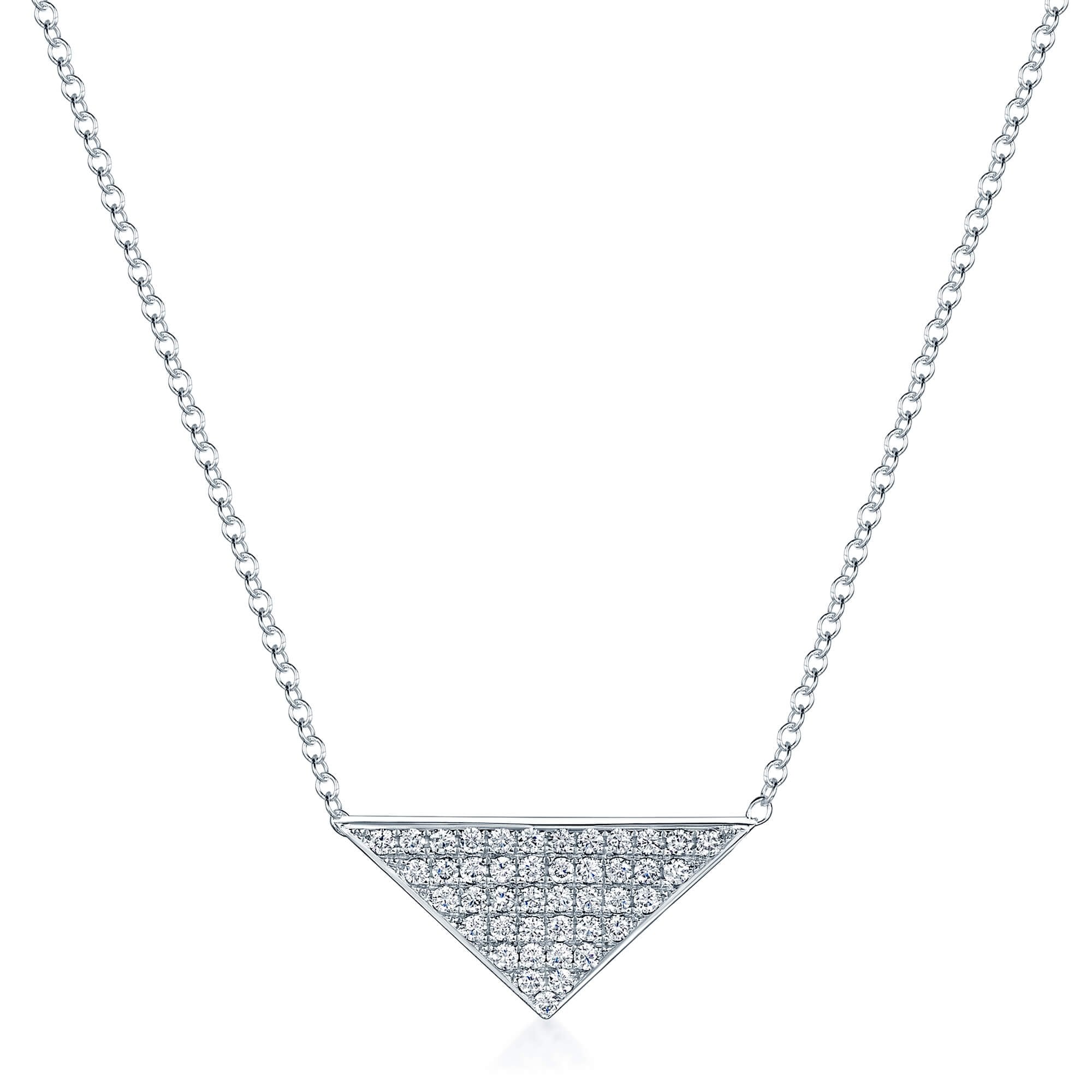 18ct White Gold Diamond Pave Triangular Pendant