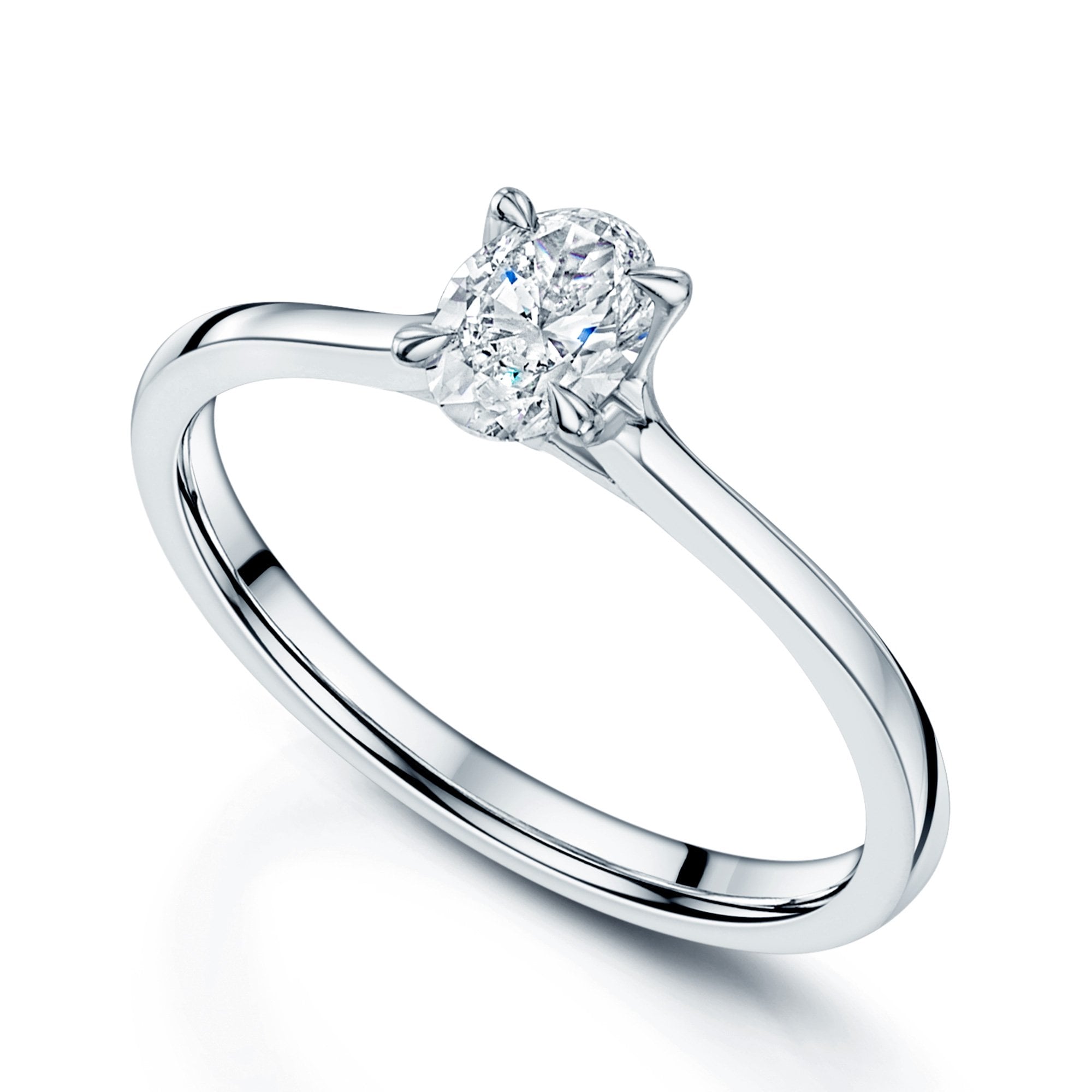 Platinum Oval Cut Diamond Single Stone Ring