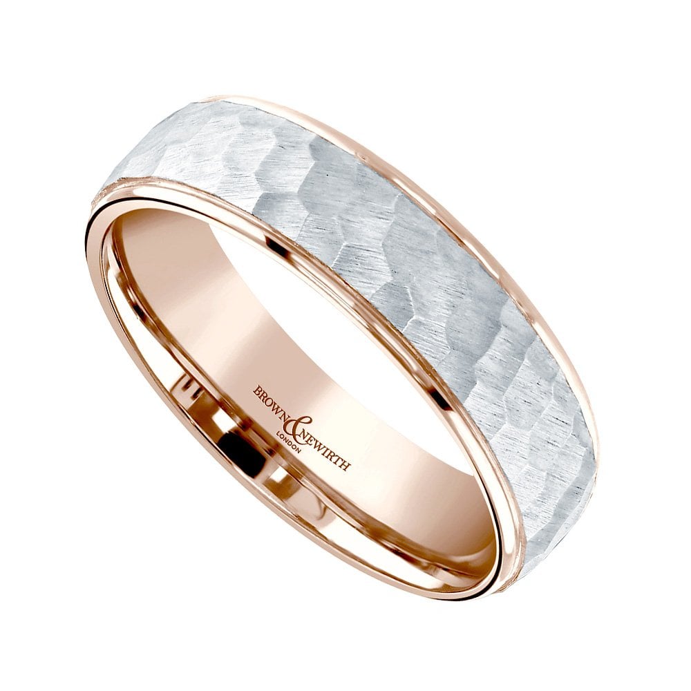 Couple 18ct Rose Gold And Platinum 6mm Wedding Band