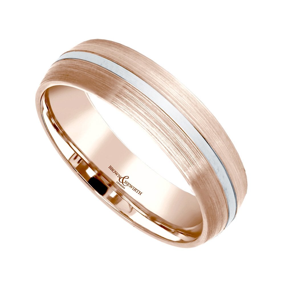 Oysten 18ct Rose Gold And Platinum 7mm Wedding Band