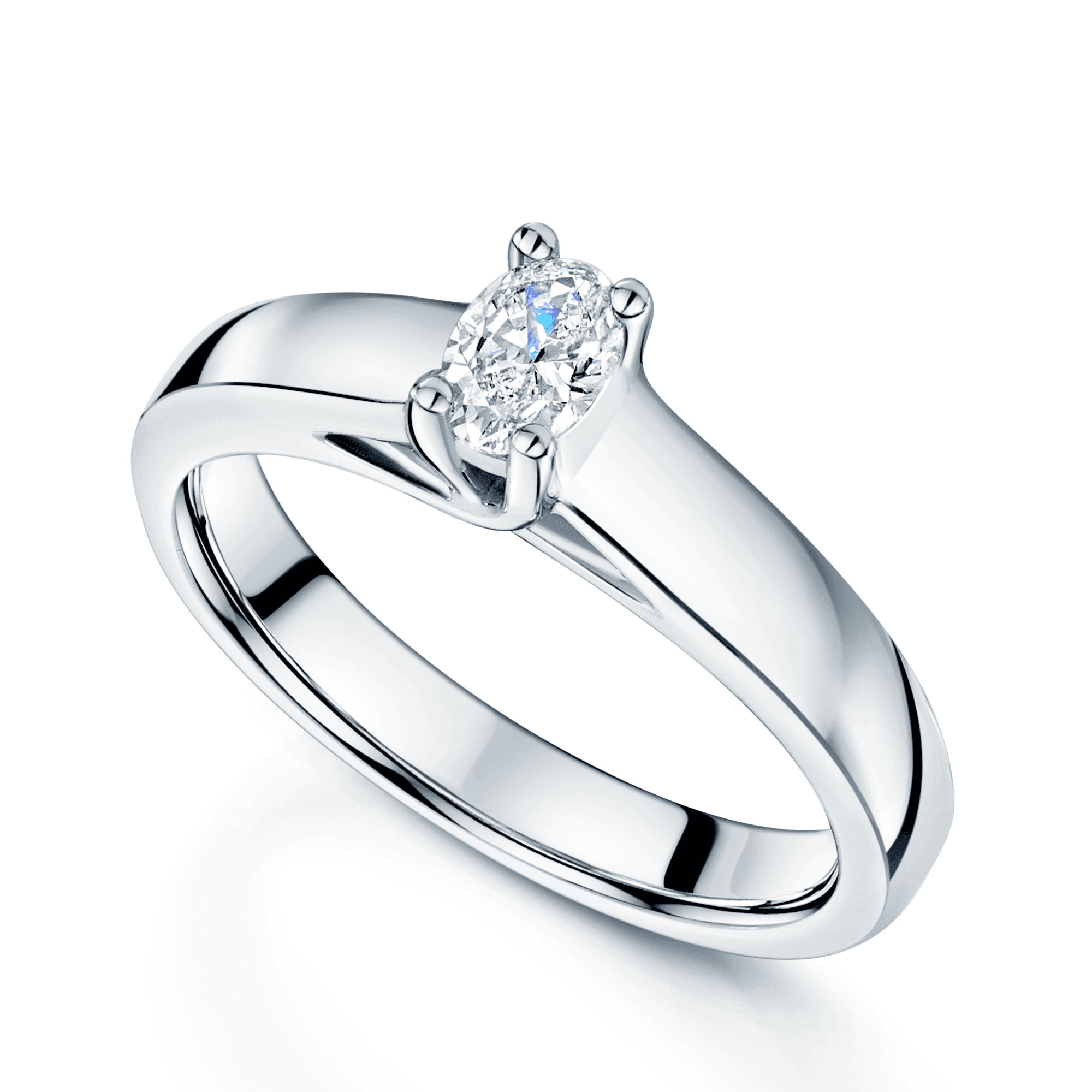 Platinum GIA Certificated Oval Diamond Ring With A Wide Band