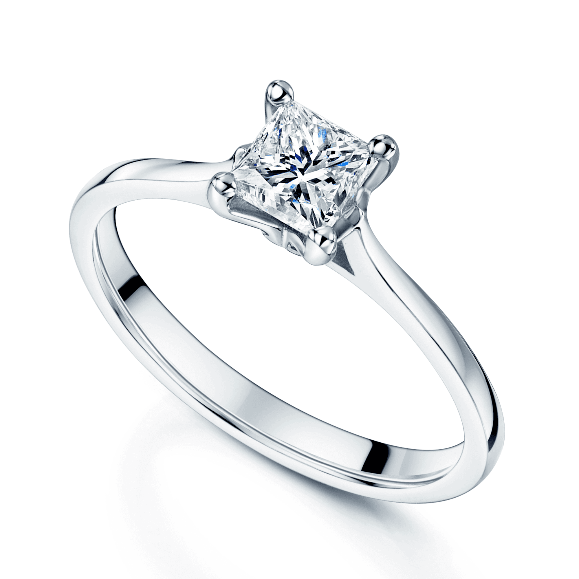 Platinum GIA Certificated 0.71 Carat Princess Cut Diamond Claw Set Ring