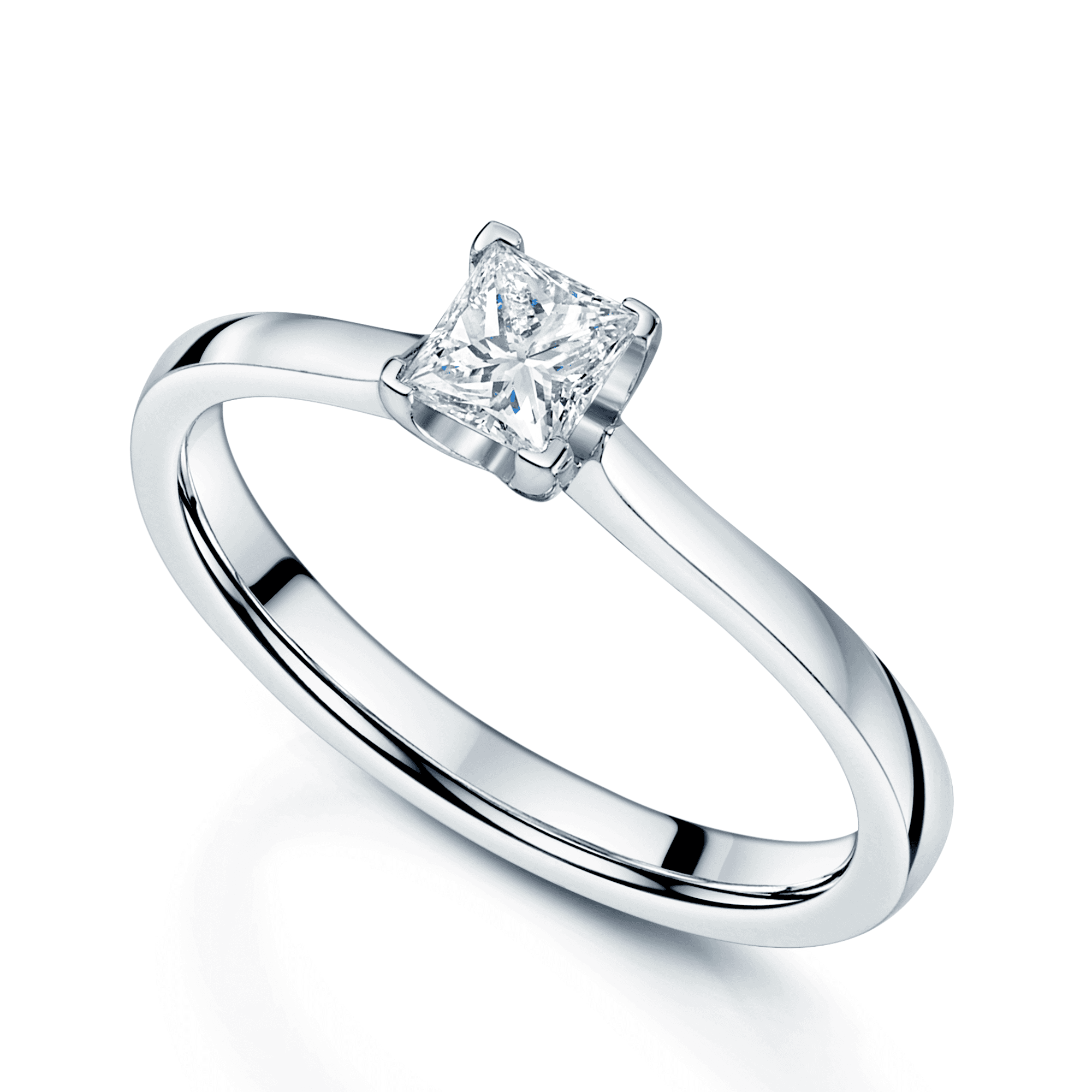 Platinum GIA Certificated 0.38 Carat Princess Cut Diamond Engagement Ring