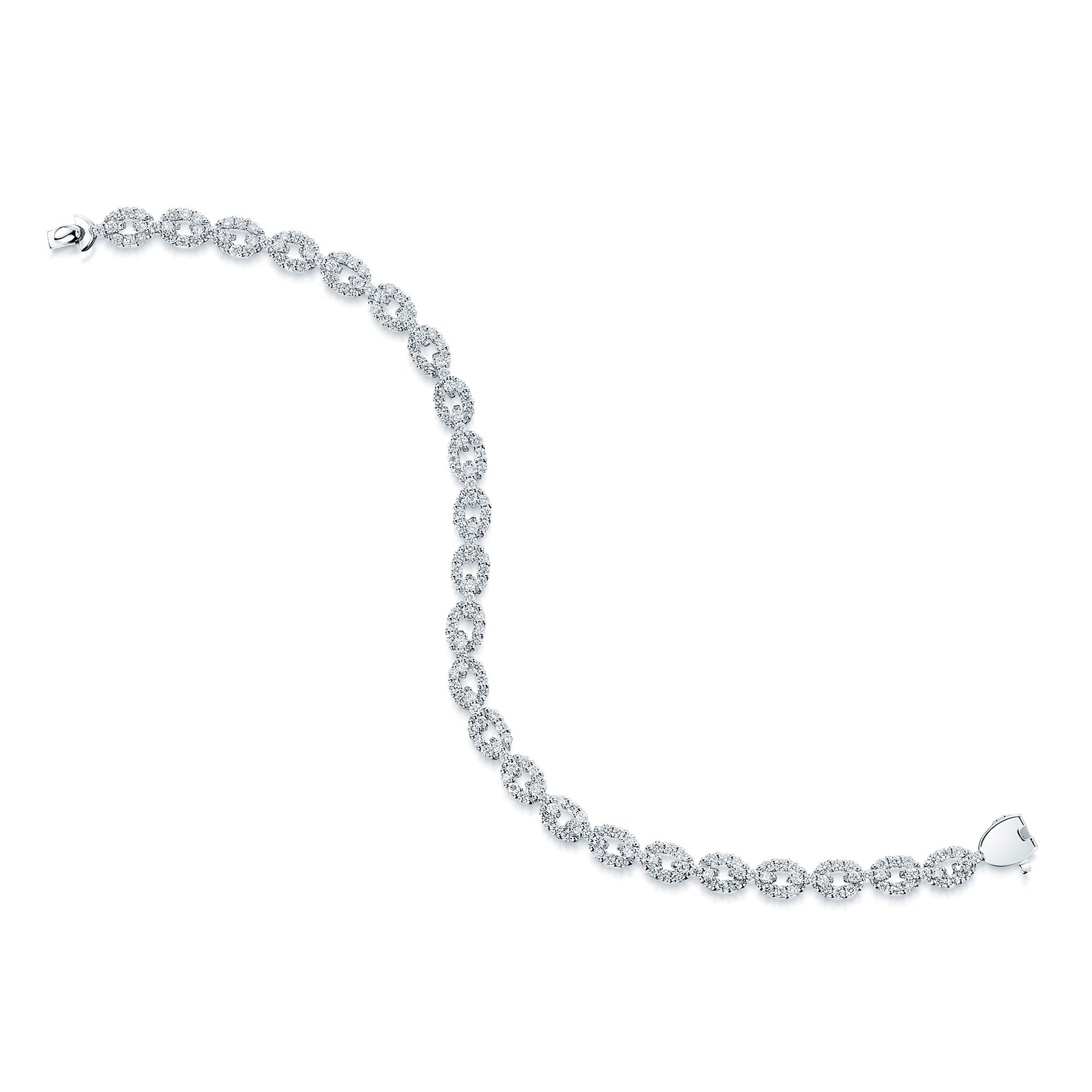 Platinum Link Design Diamond Set Bracelet