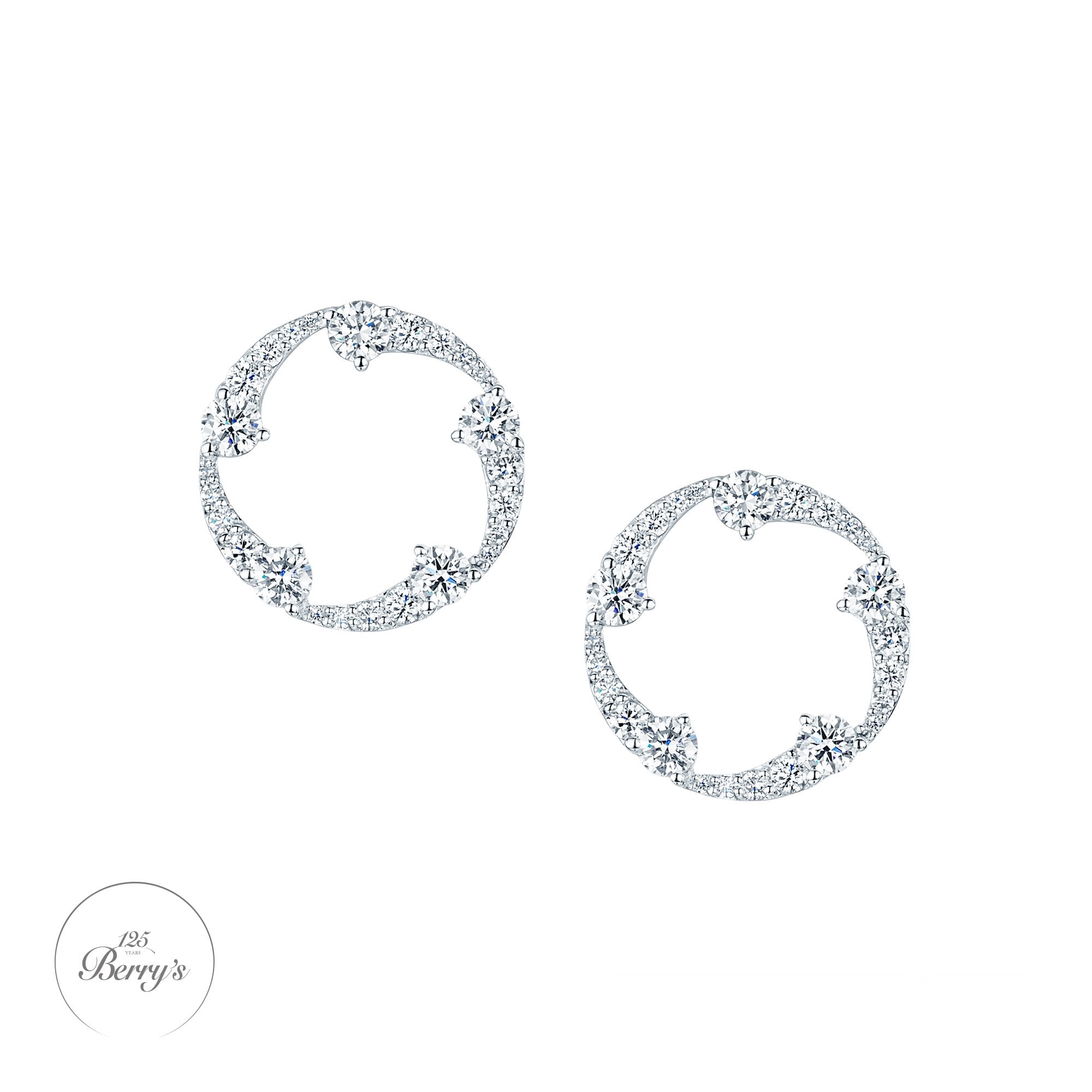 OPEIA Collection 18ct White Gold Diamond Fancy Circle Stud Earrings