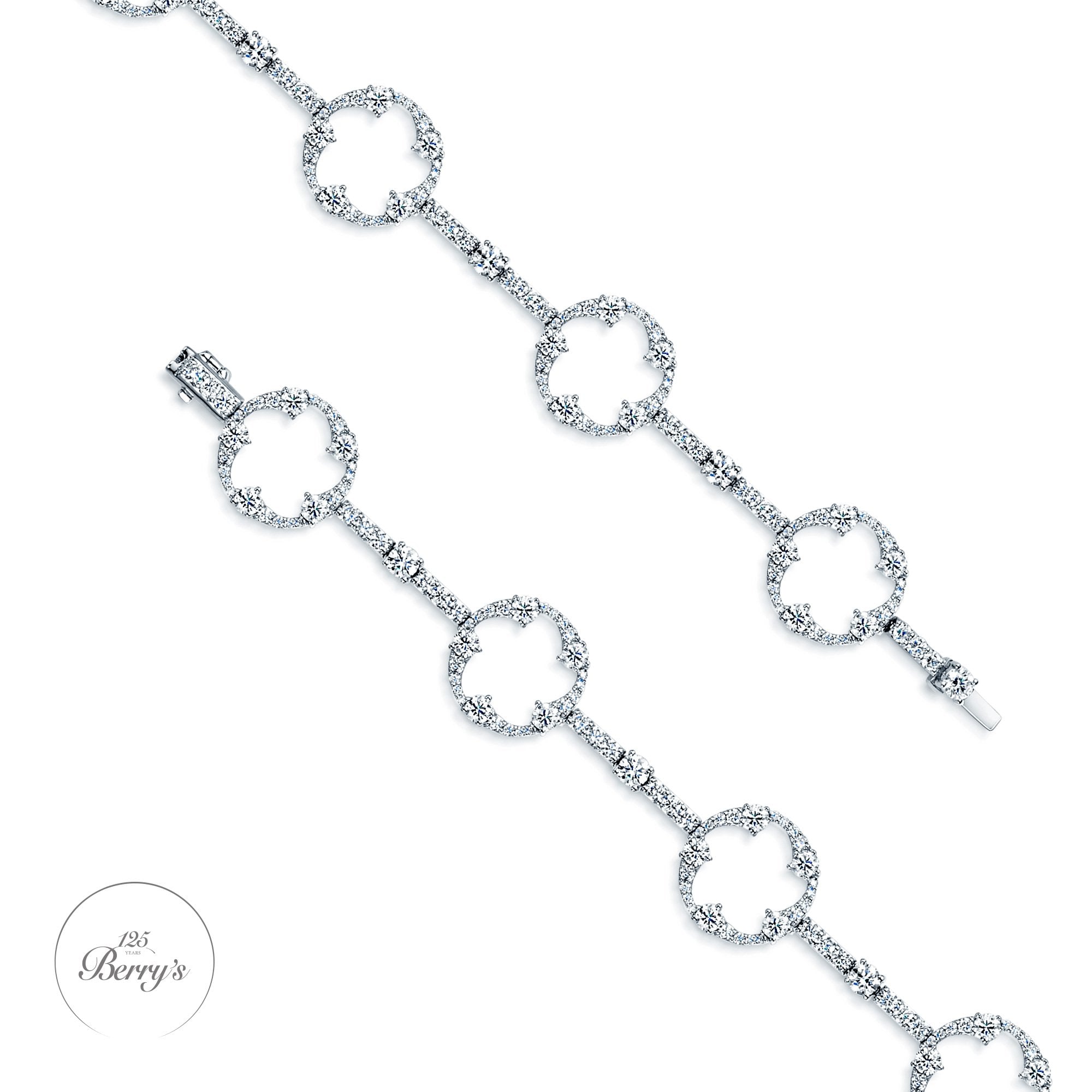 OPEIA Collection 18ct White Gold Diamond Fancy Circle line Bracelet