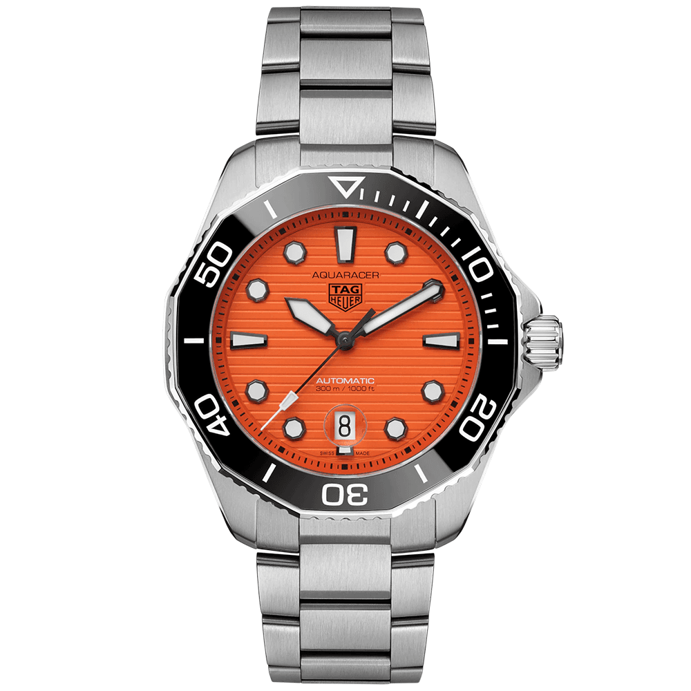 Aquaracer 43mm Orange Dial & Ceramic Bezel Men's Automatic Bracelet Watch