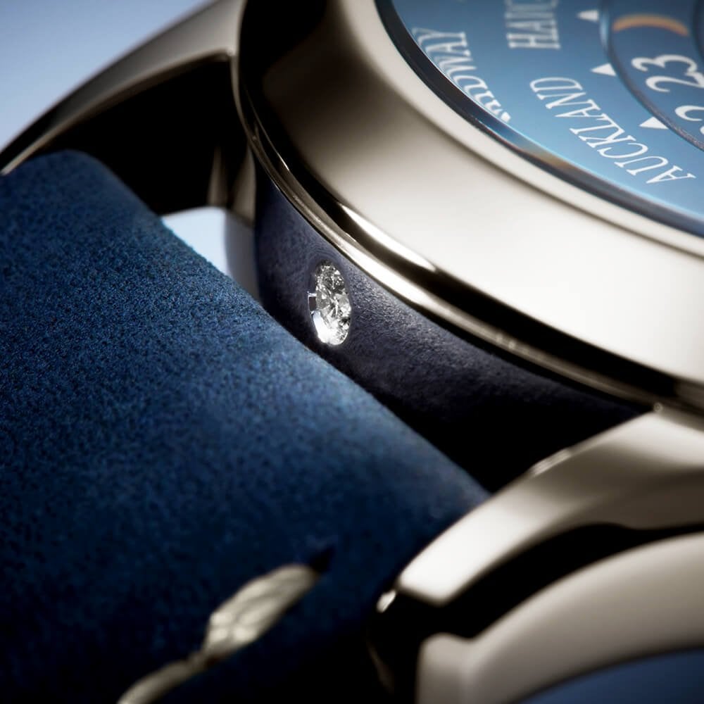 Complication World Time Platinum Blue Dial Men's Automatic Strap Watch