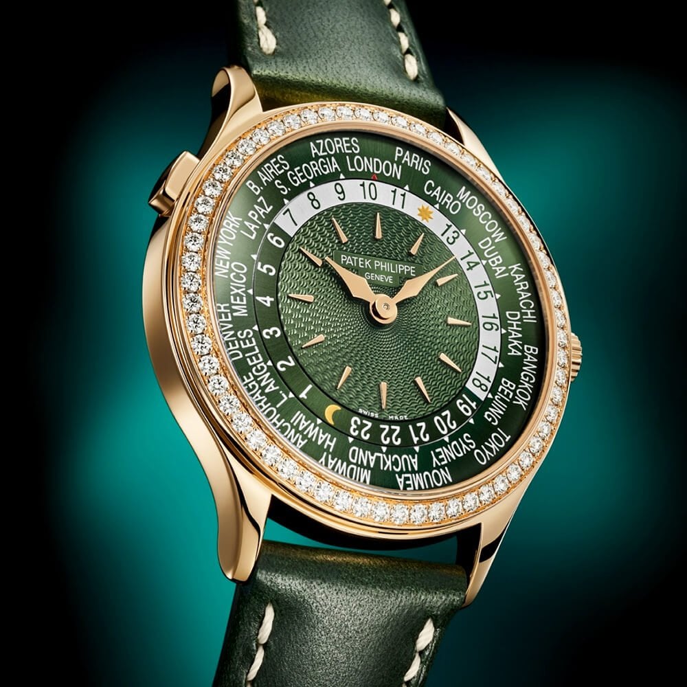 Complications World Time 18ct Yellow Gold Olive Green Dial Ladies Watch