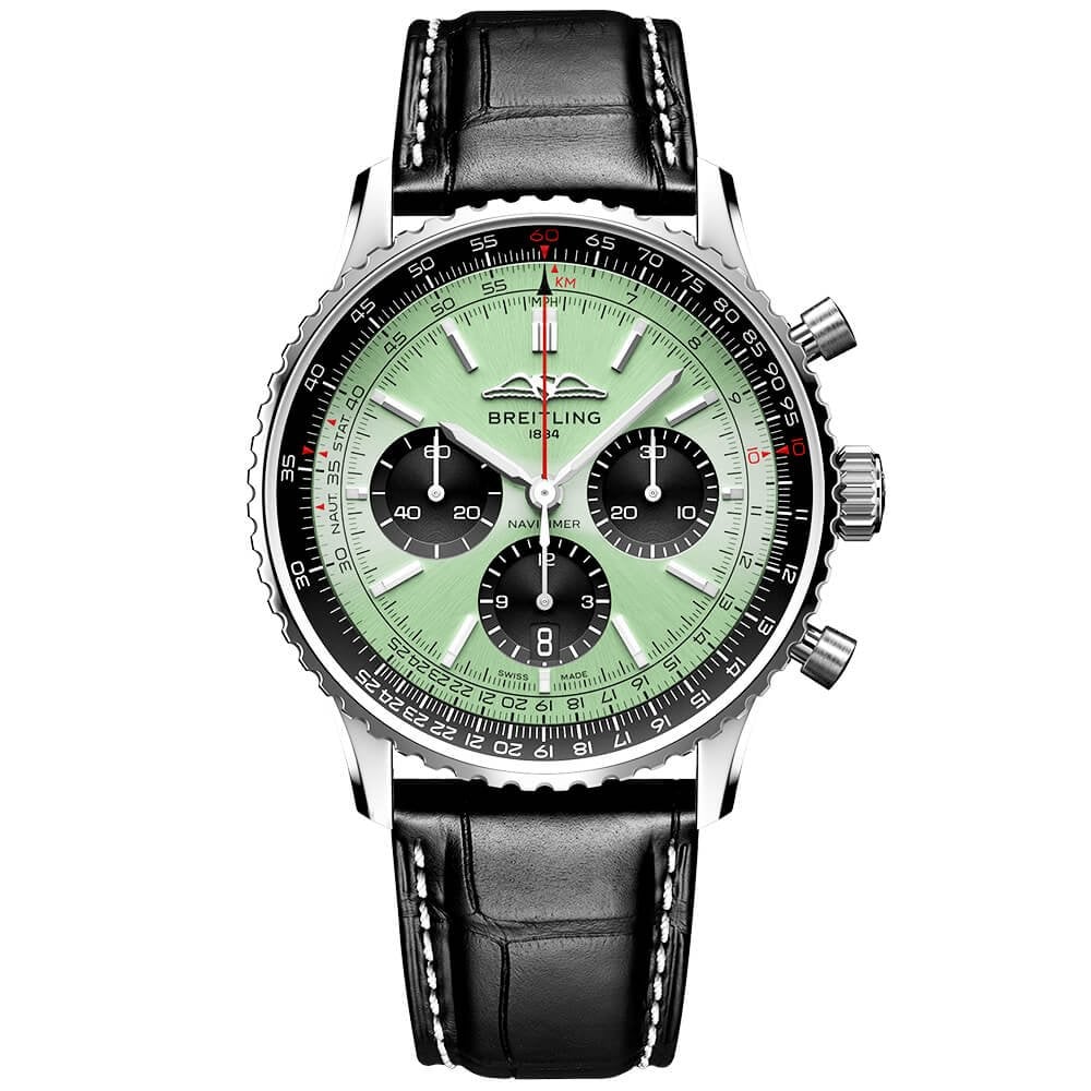 Navitimer 43mm Mint Green/Black Dial Men's Chronograph Watch