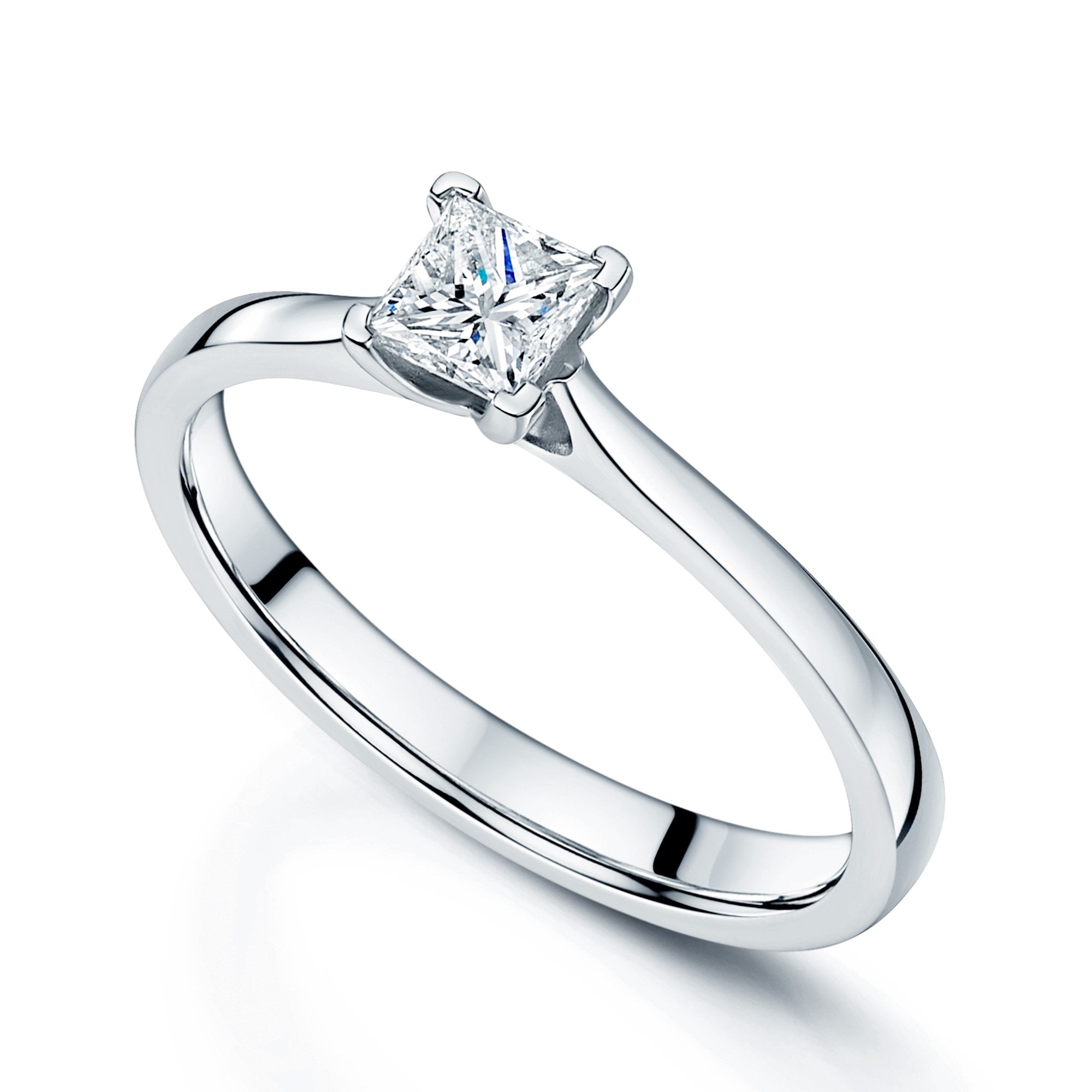 Platinum GIA Certificated Princess Cut Diamond Four Claw Set Ring