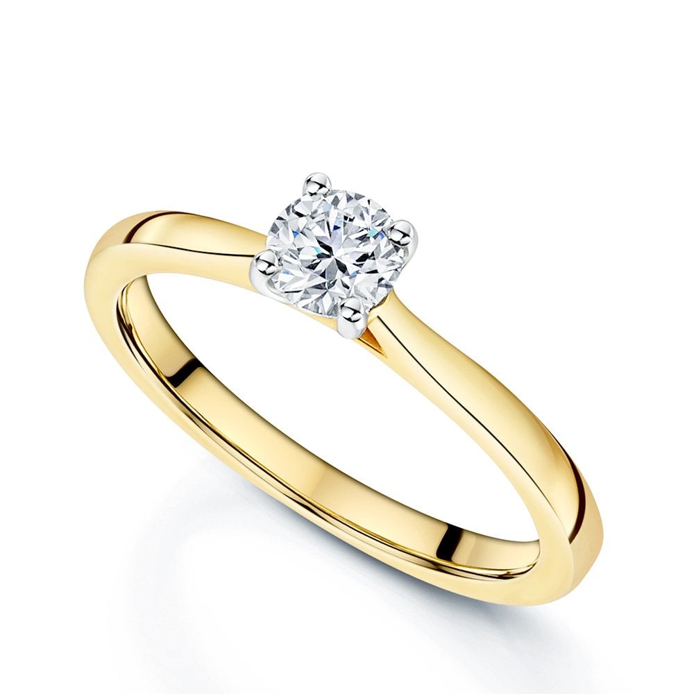 18ct Yellow Gold GIA Certificated 0.40 Carat Round Brilliant Cut Diamond Solitaire Ring