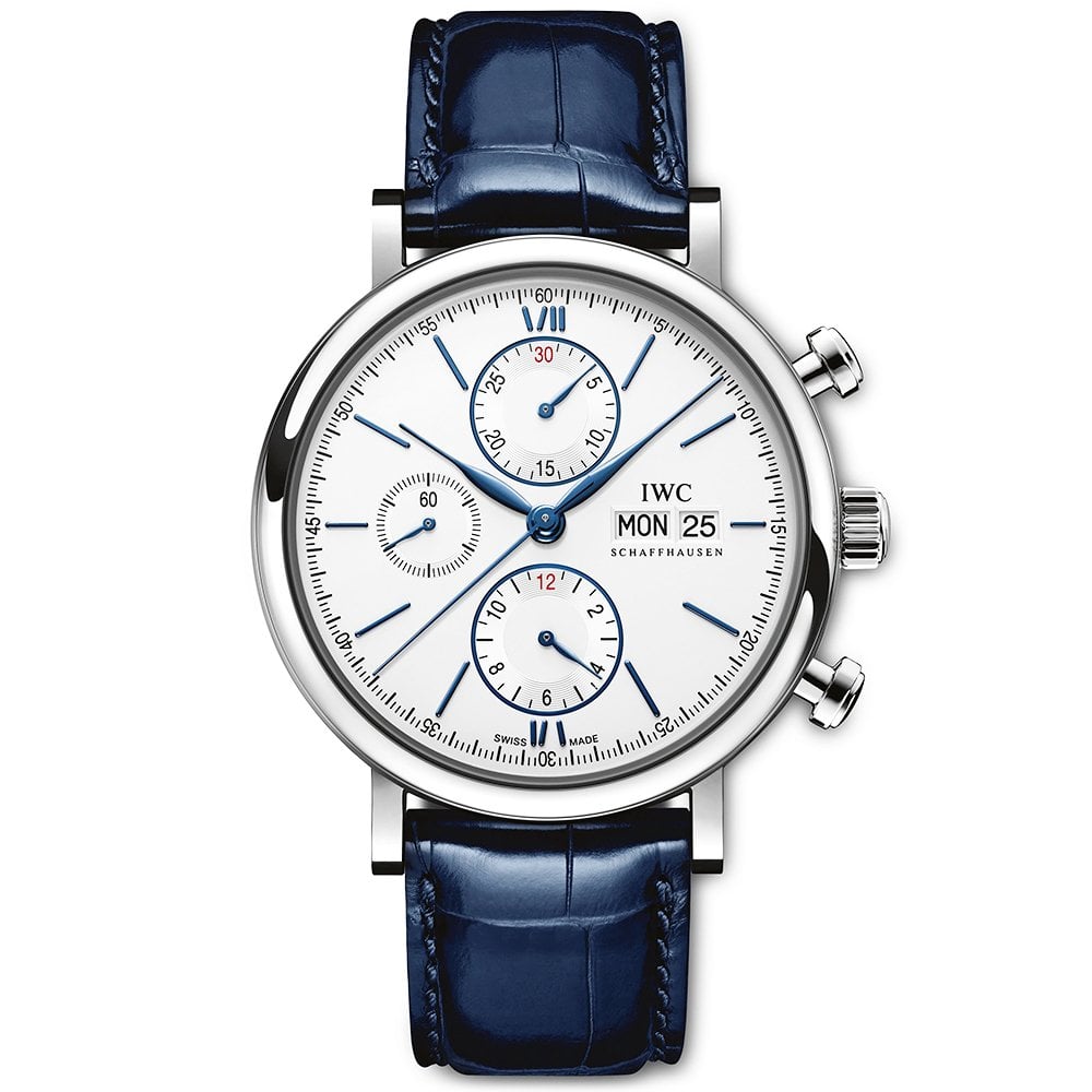 Portofino 42mm White/Blue Dial Men's Chronograph Strap Watch