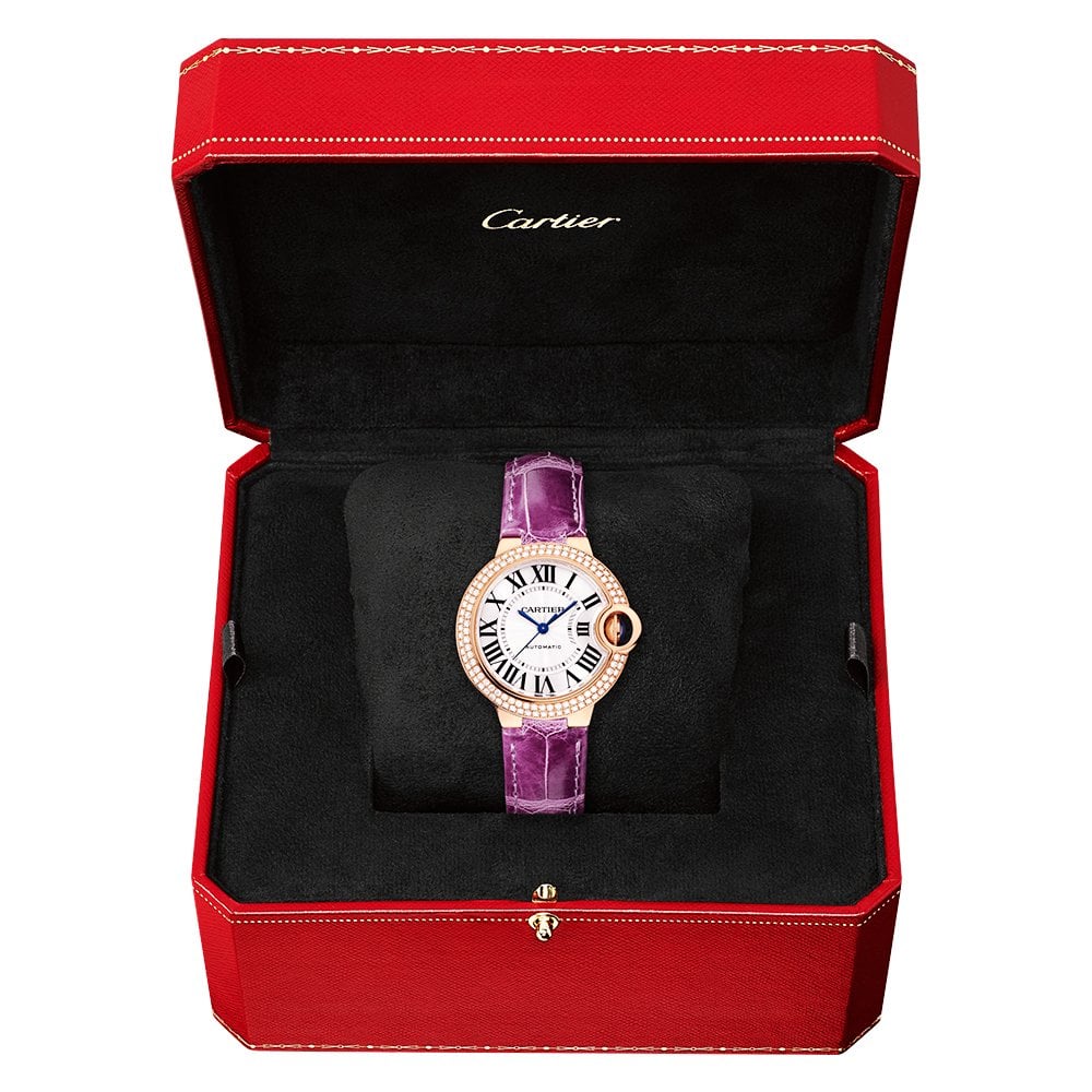 Ballon Bleu de Cartier 33mm 18ct Pink Gold Diamond Set Strap Watch