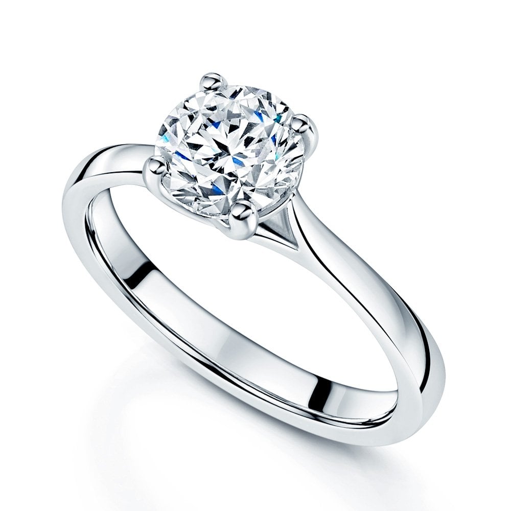 Platinum GIA Certificated 1.50 Carat Round Brilliant Cut Diamond Ring With A Four Claw Crossover Setting