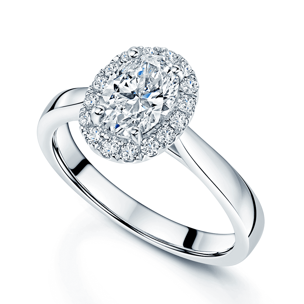 Platinum GIA Certificated Oval Cut Diamond Halo Ring