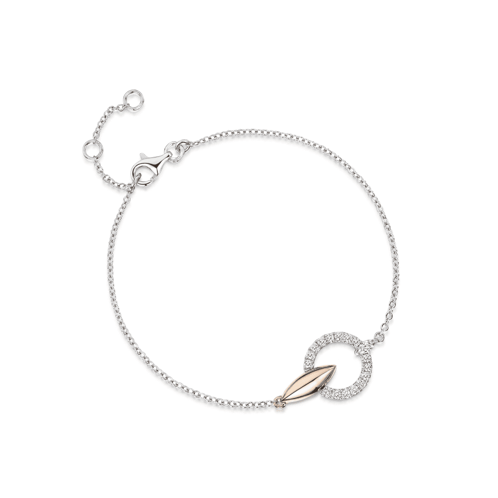 The Origin Collection 18ct White & Rose Gold Diamond Circle and Marquise Bracelet