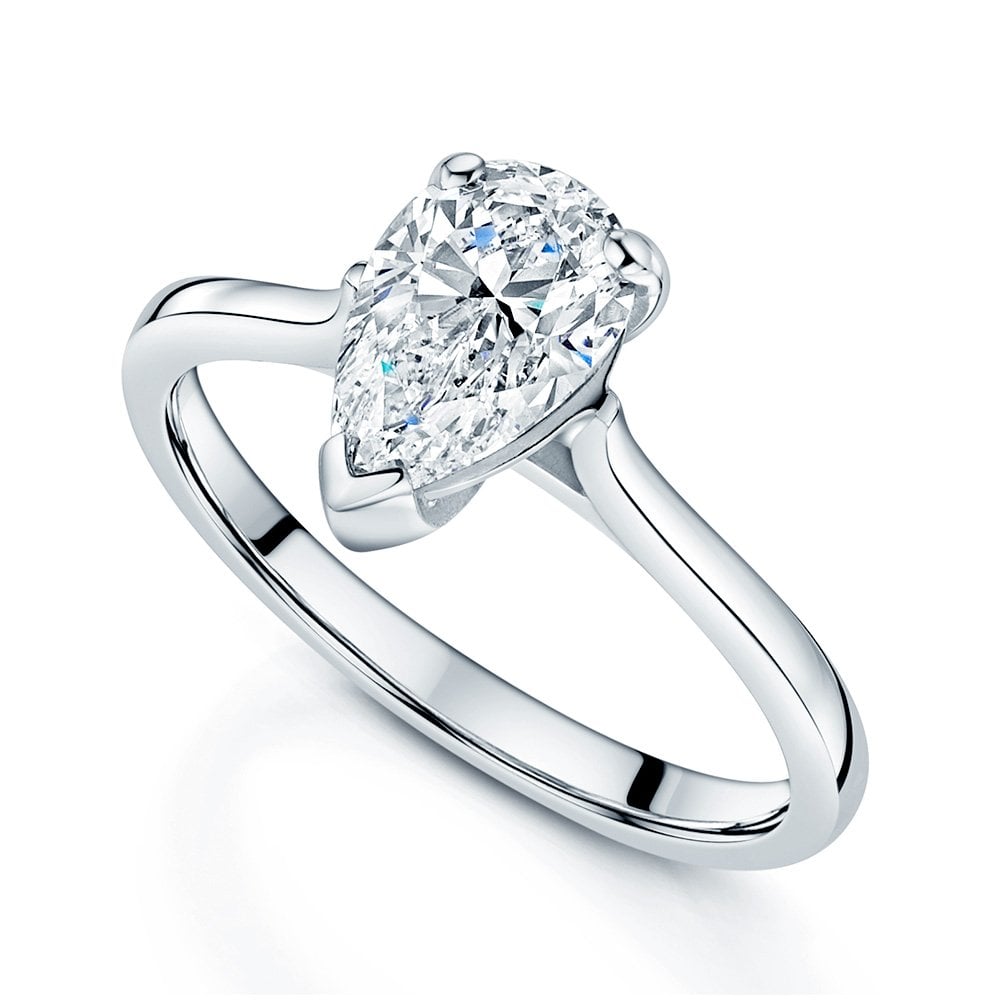 Platinum GIA Certificated 1.26 Carat Pear Cut Diamond Solitaire Ring