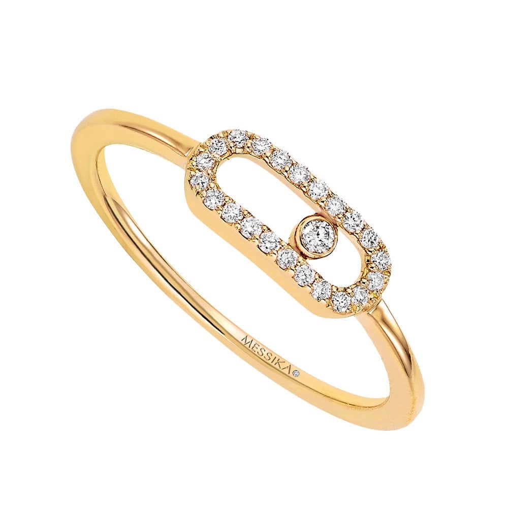 Messika 18ct Yellow Gold Move Uno Single Diamond And Pave Set Ring