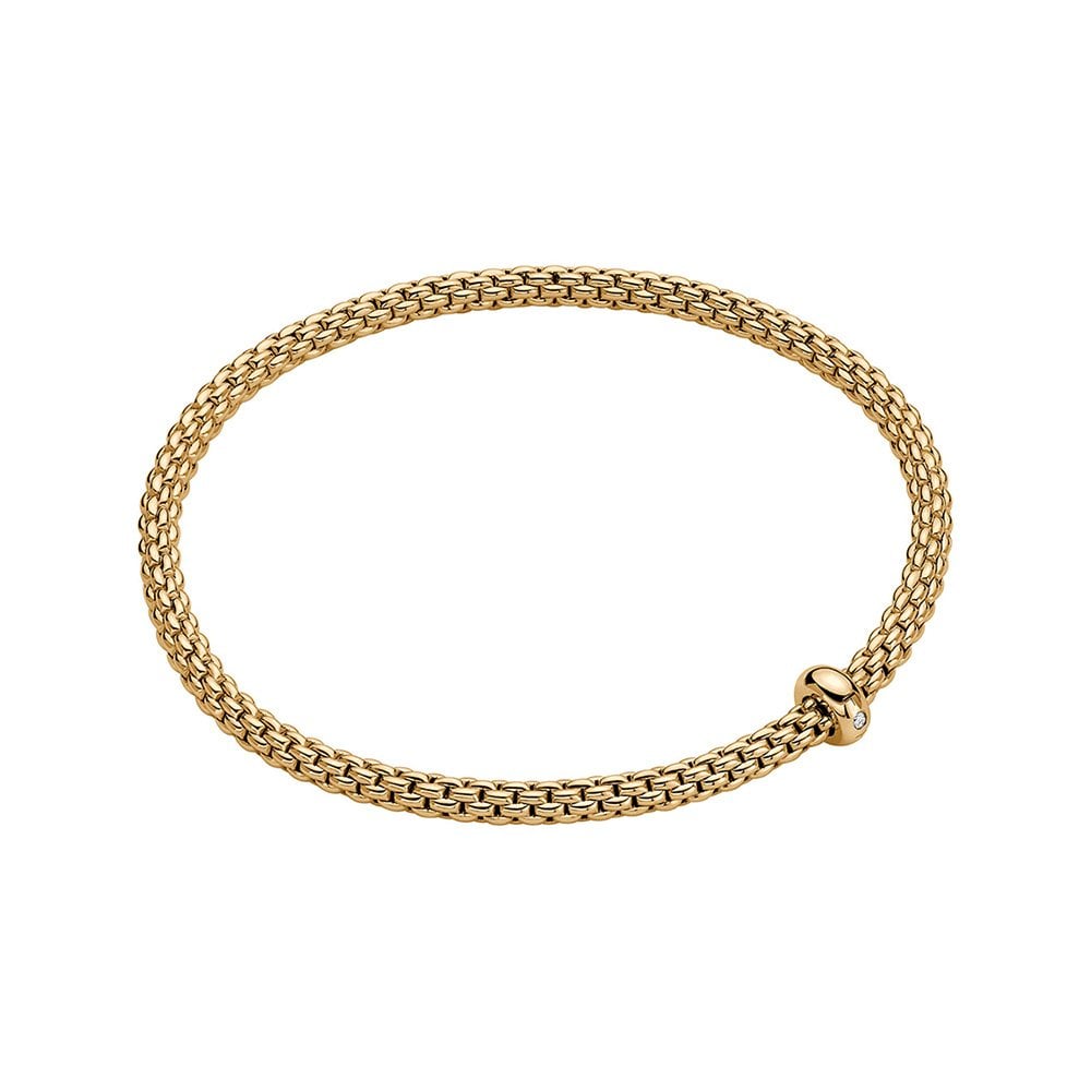 Prima 18ct Yellow Gold Fine Link Single Diamond Set Bracelet
