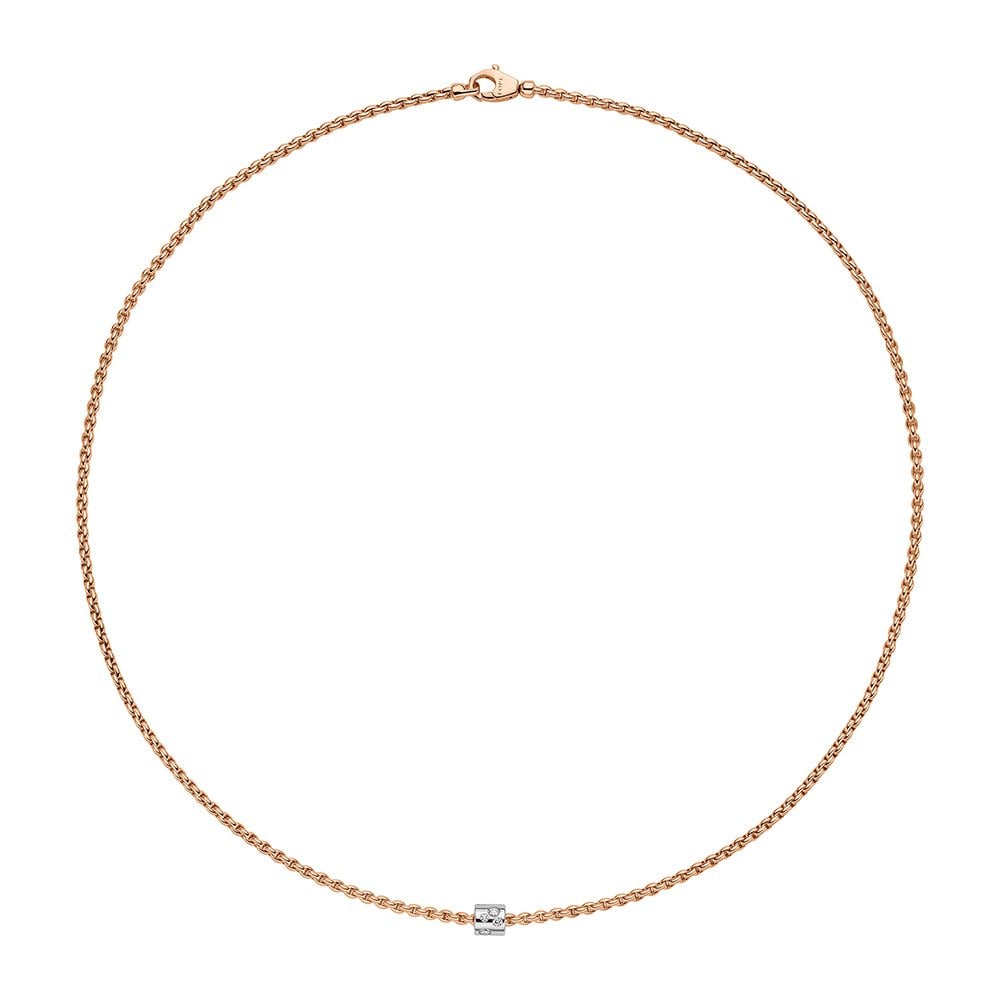 Aria 18ct Rose Gold Necklace With Diamond Set Rondel