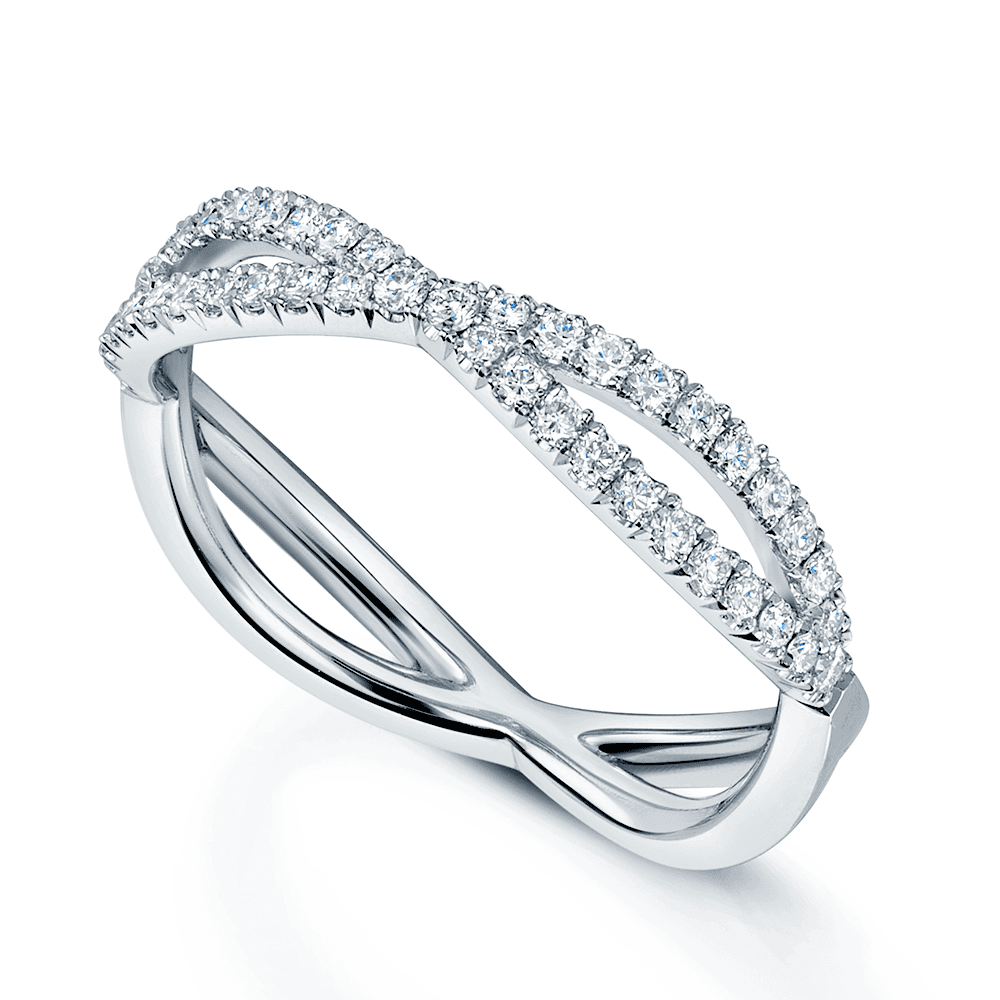 Platinum Diamond Pave Set Shaped Half Eternity Ring